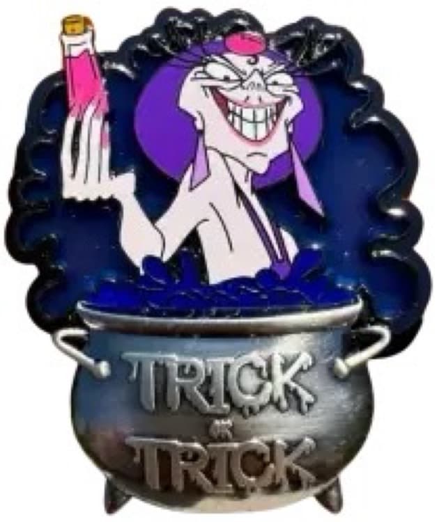 Yzma Cauldron Trick or Trick Halloween Pin front