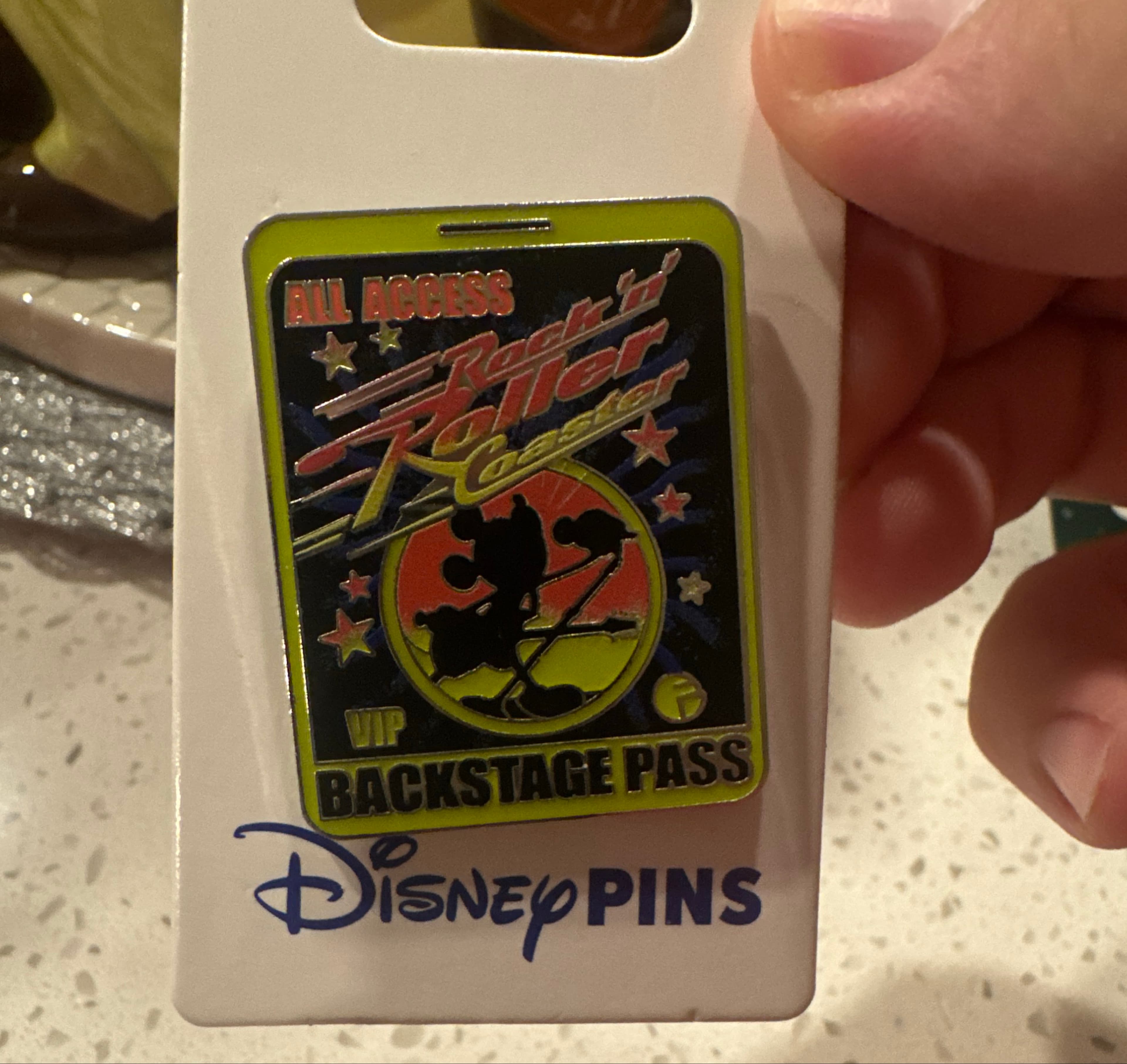 Rock N Roller Coaster Mickey Mouse Backstage Pass Pin front