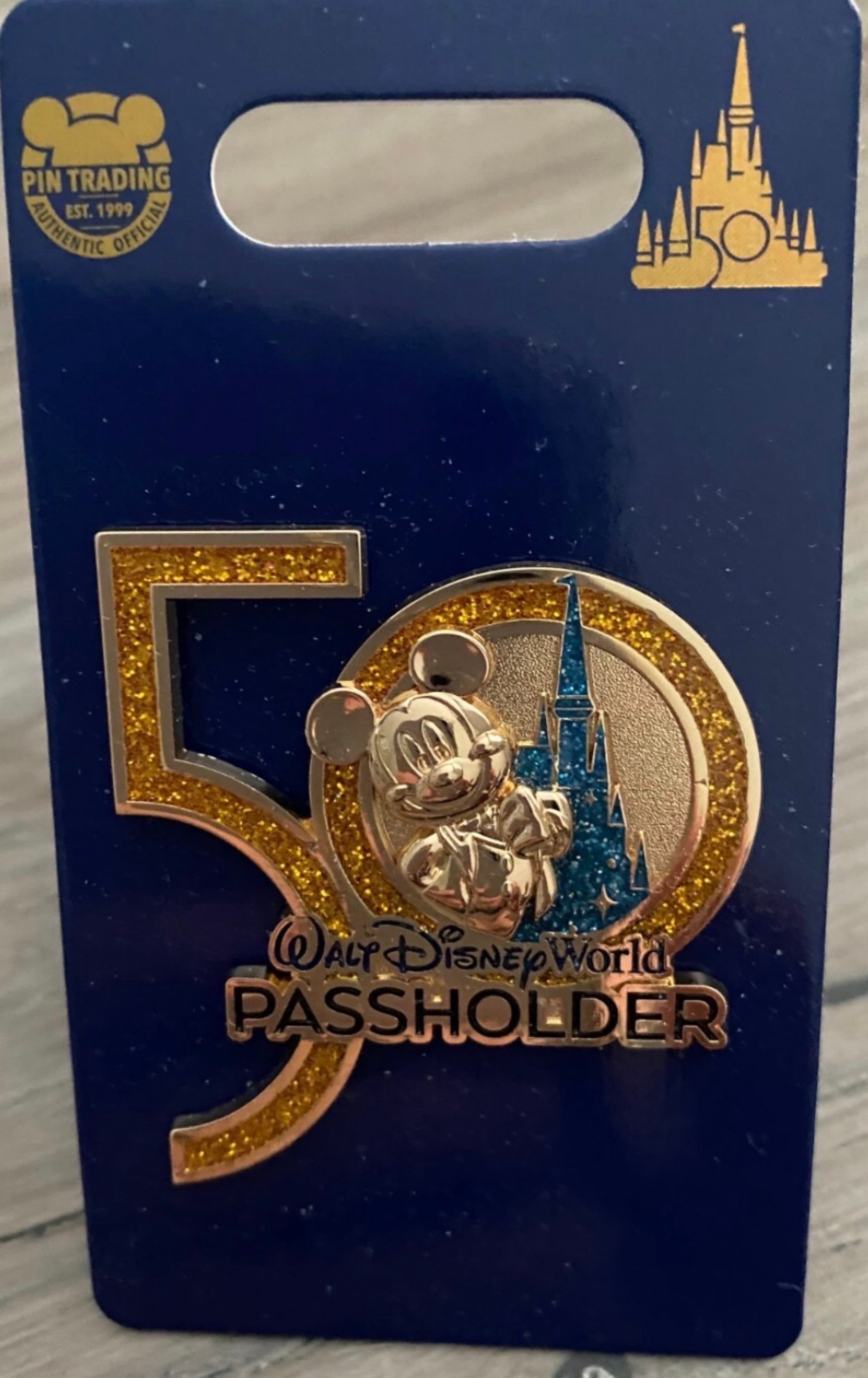 Walt Disney World 50th Anniversary - Passholder - Mickey with Cinderella's Castle front