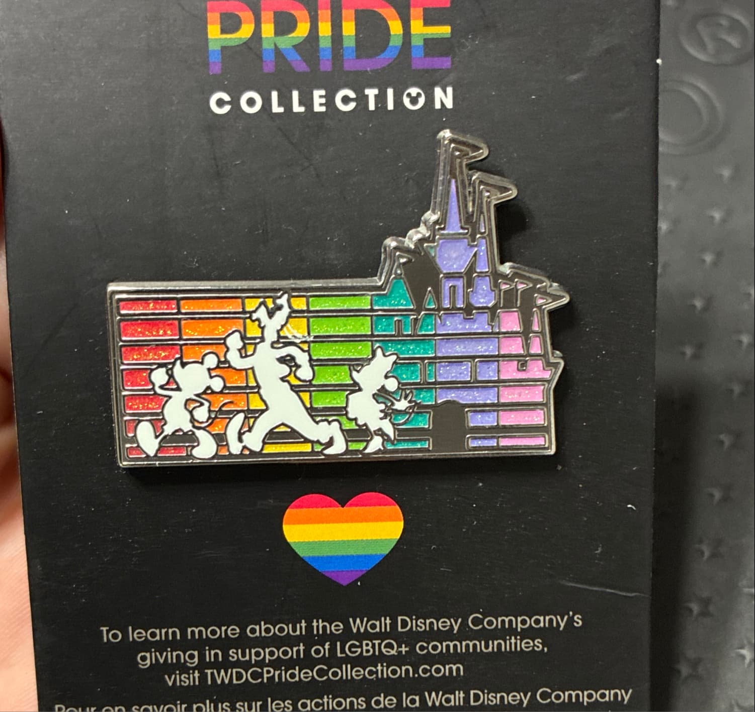 Disney Pride Collection Mickey, Goofy, and Minnie Fantasyland Castle Pin front