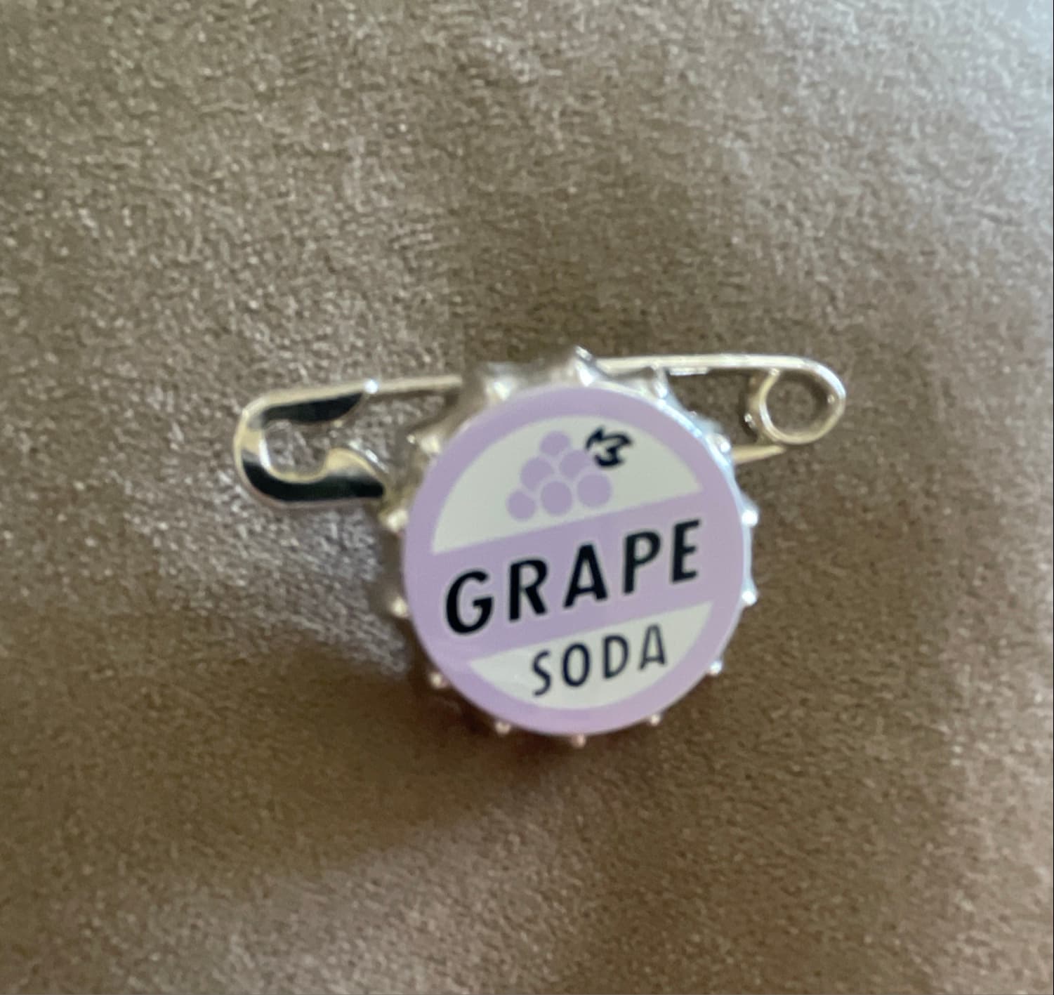 Grape Soda Bottlecap Pin - Up