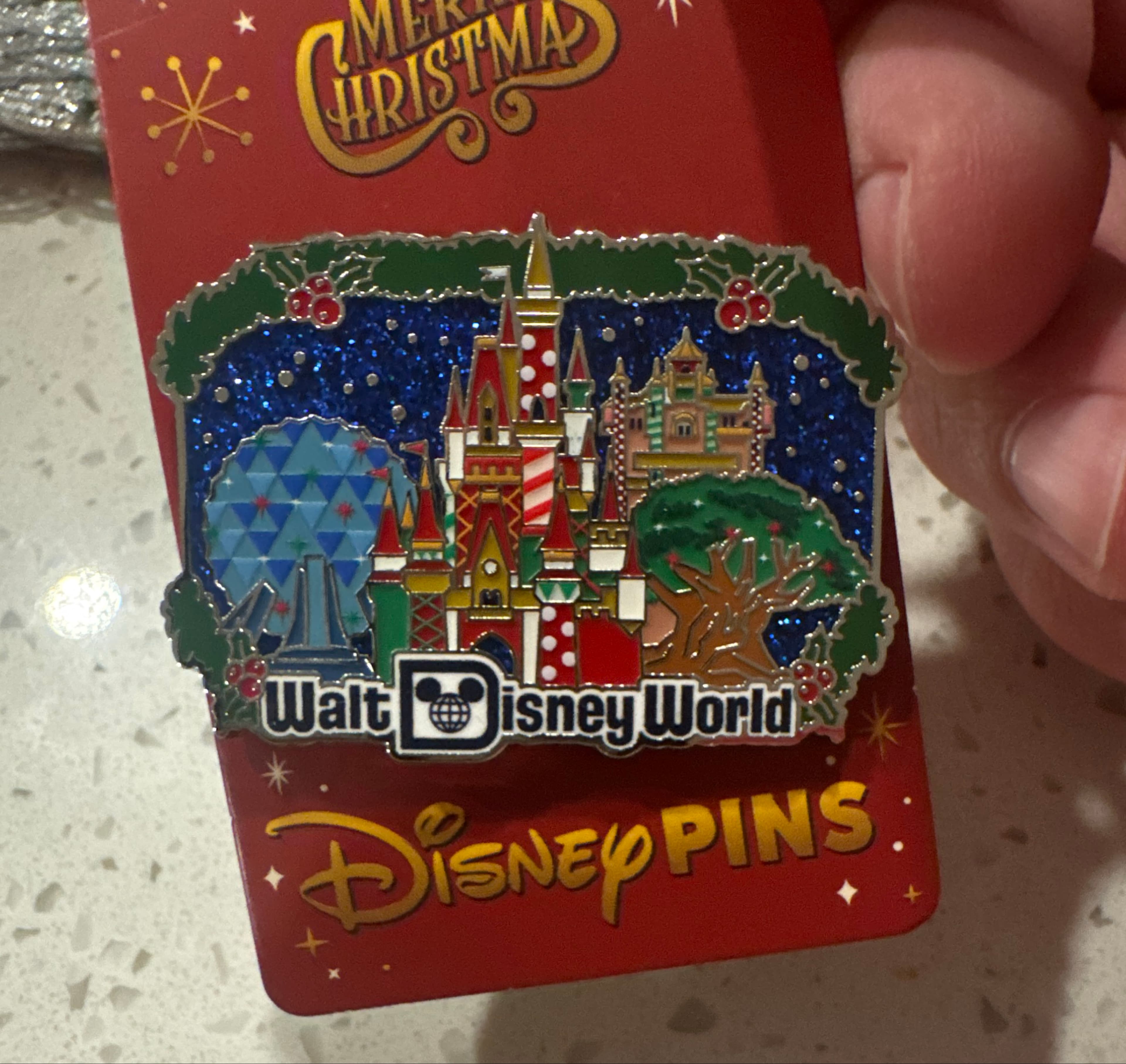 Walt Disney World Four Park Icons Merry Christmas Pin front