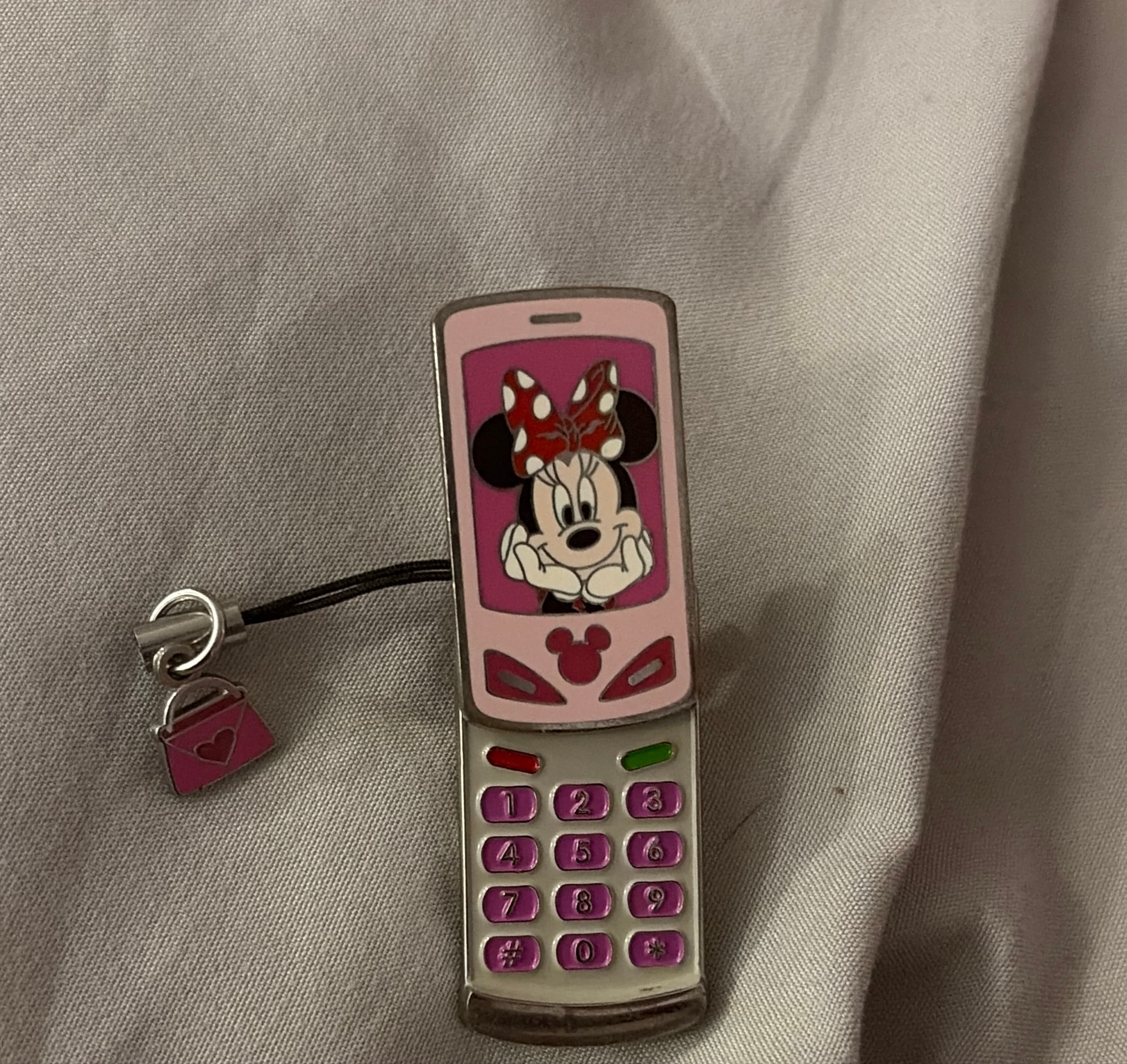 Minnie Mouse Cell Phone Slider with Purse Charm front