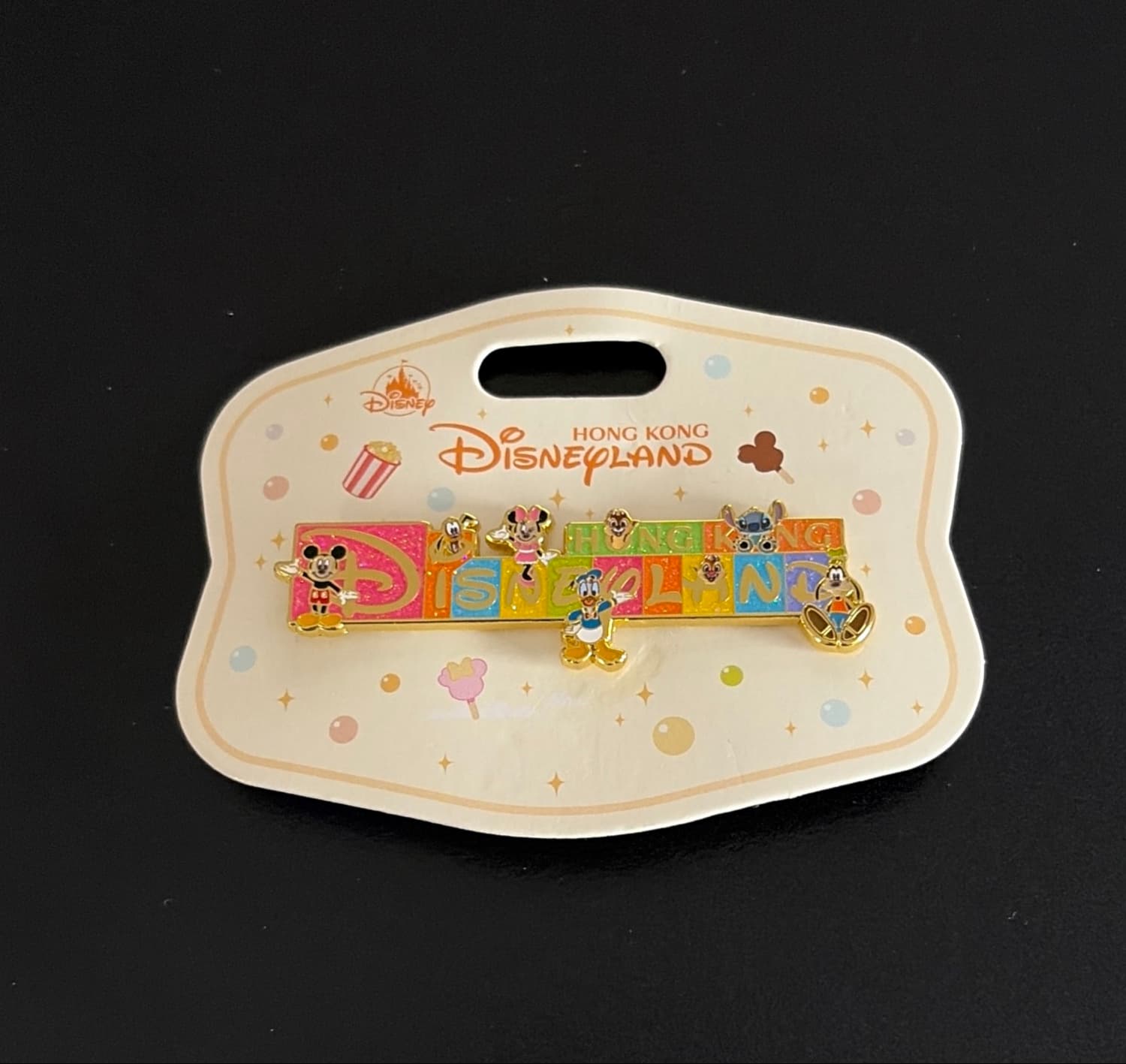 Hong Kong Disneyland Character Letter Blocks Bar Pin