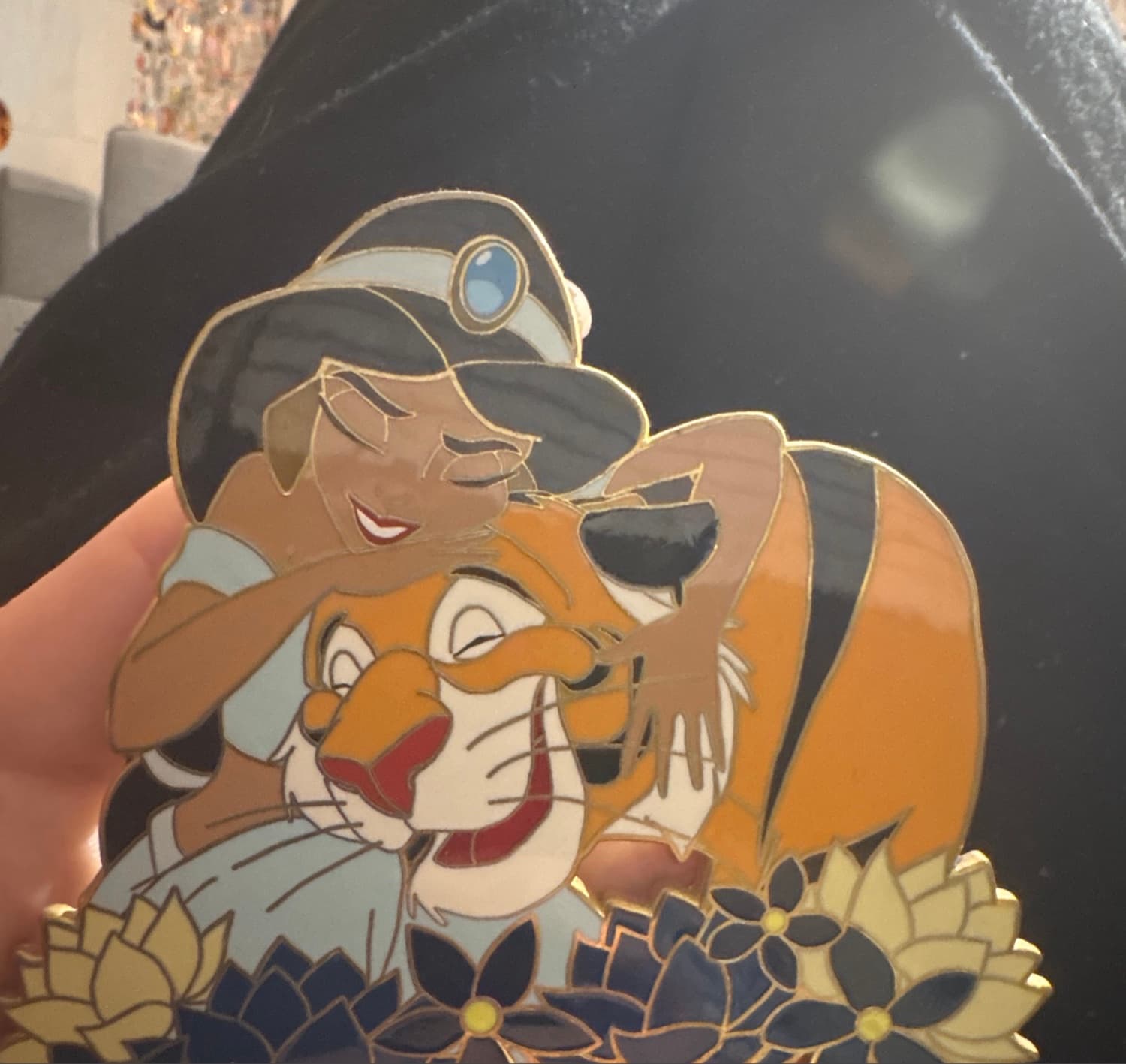 Jasmine and Rajah laughing fantasy pin