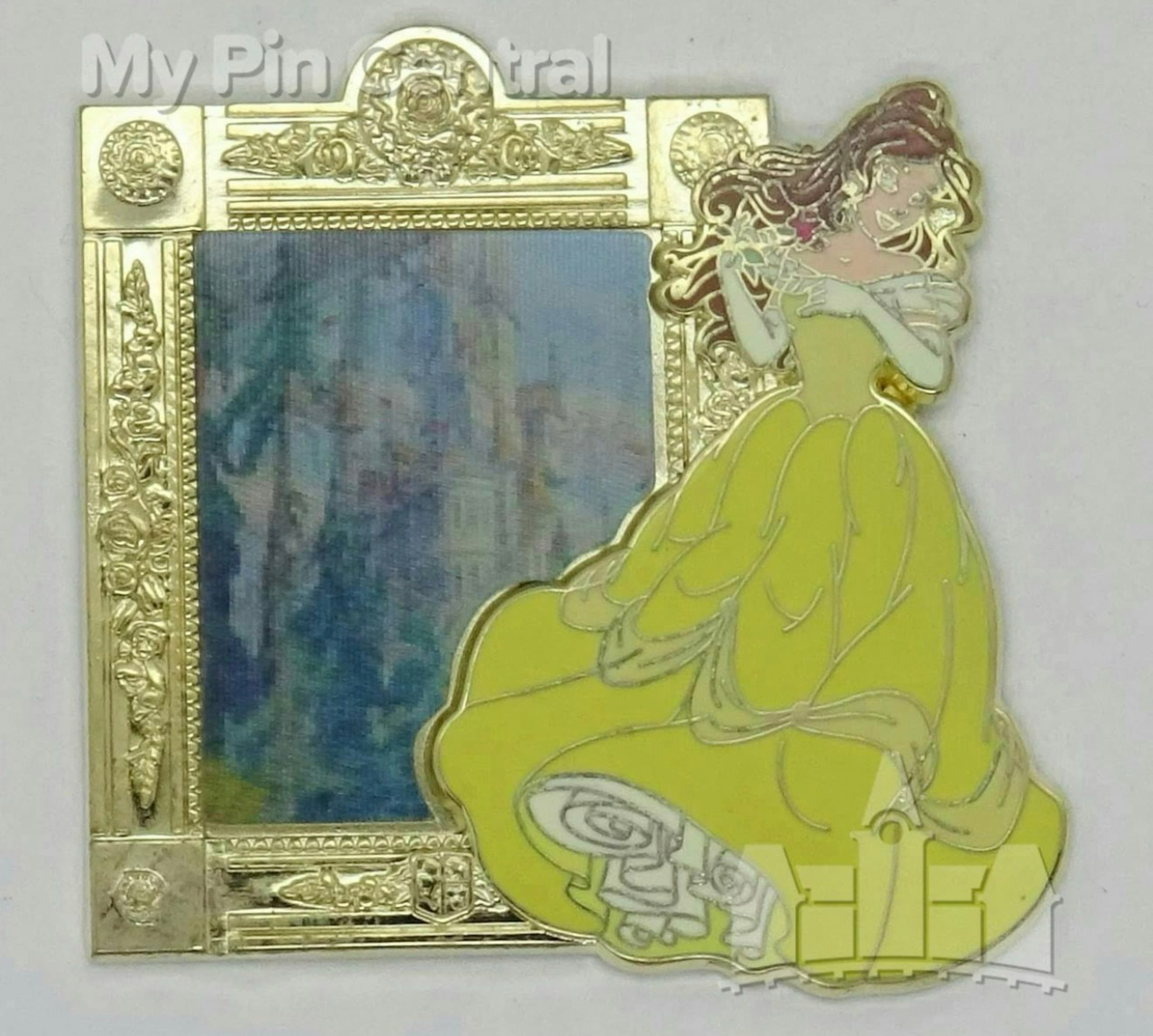 Princess Belle Portrait Gold Frame Pin front
