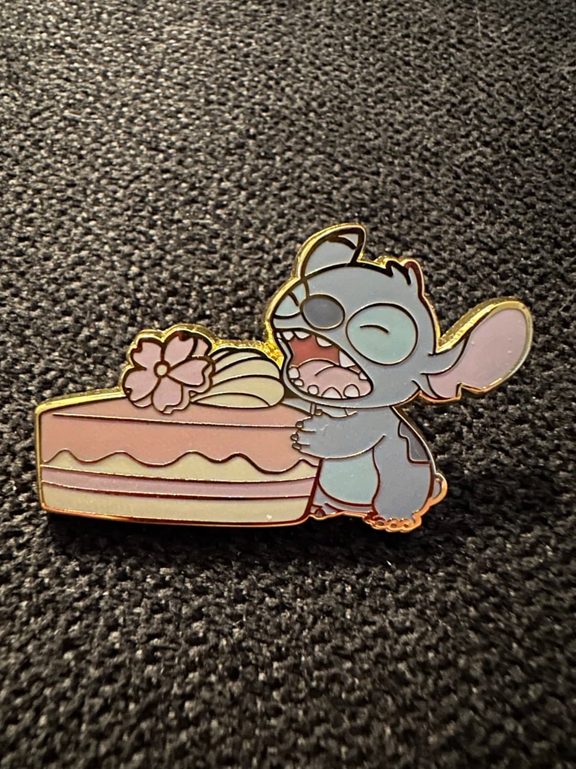 Stitch Eating Cherry Blossom Cake Slice