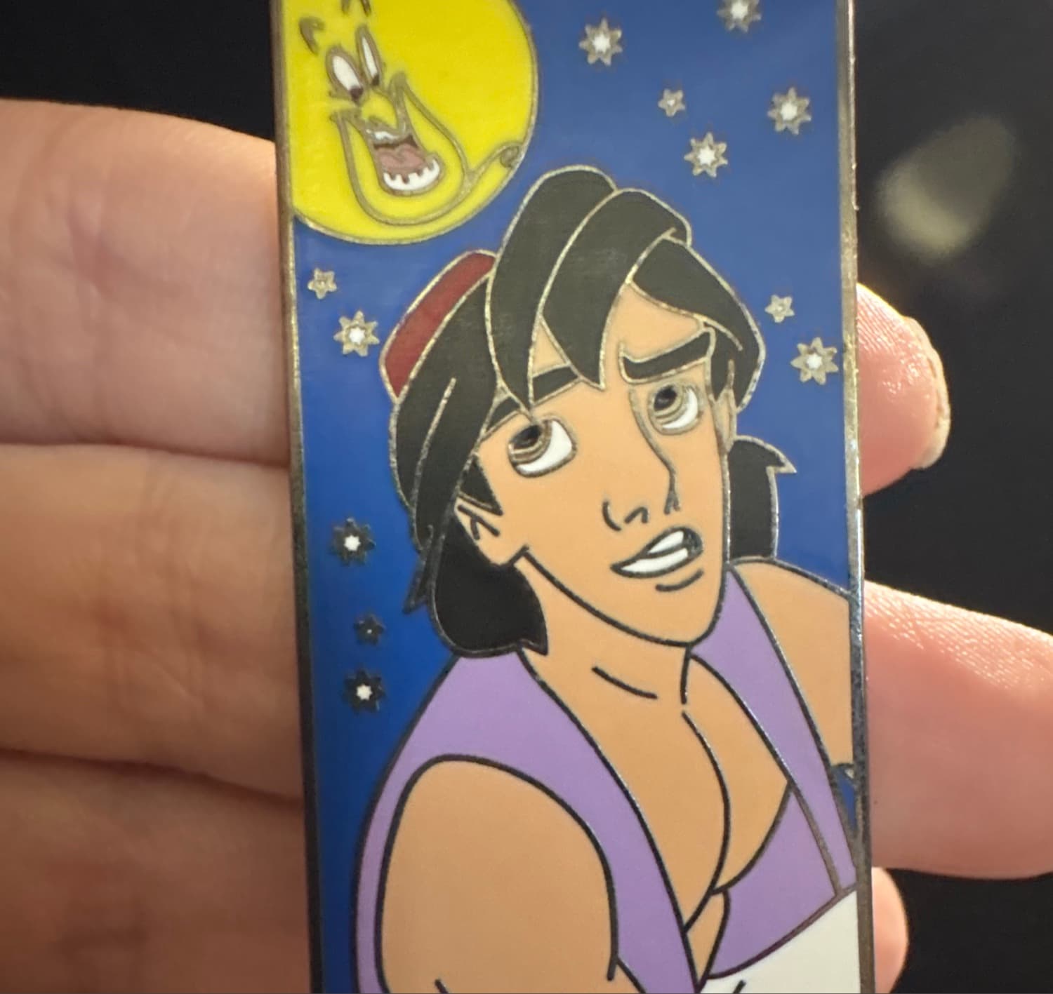 Aladdin with genie moon fantasy pin