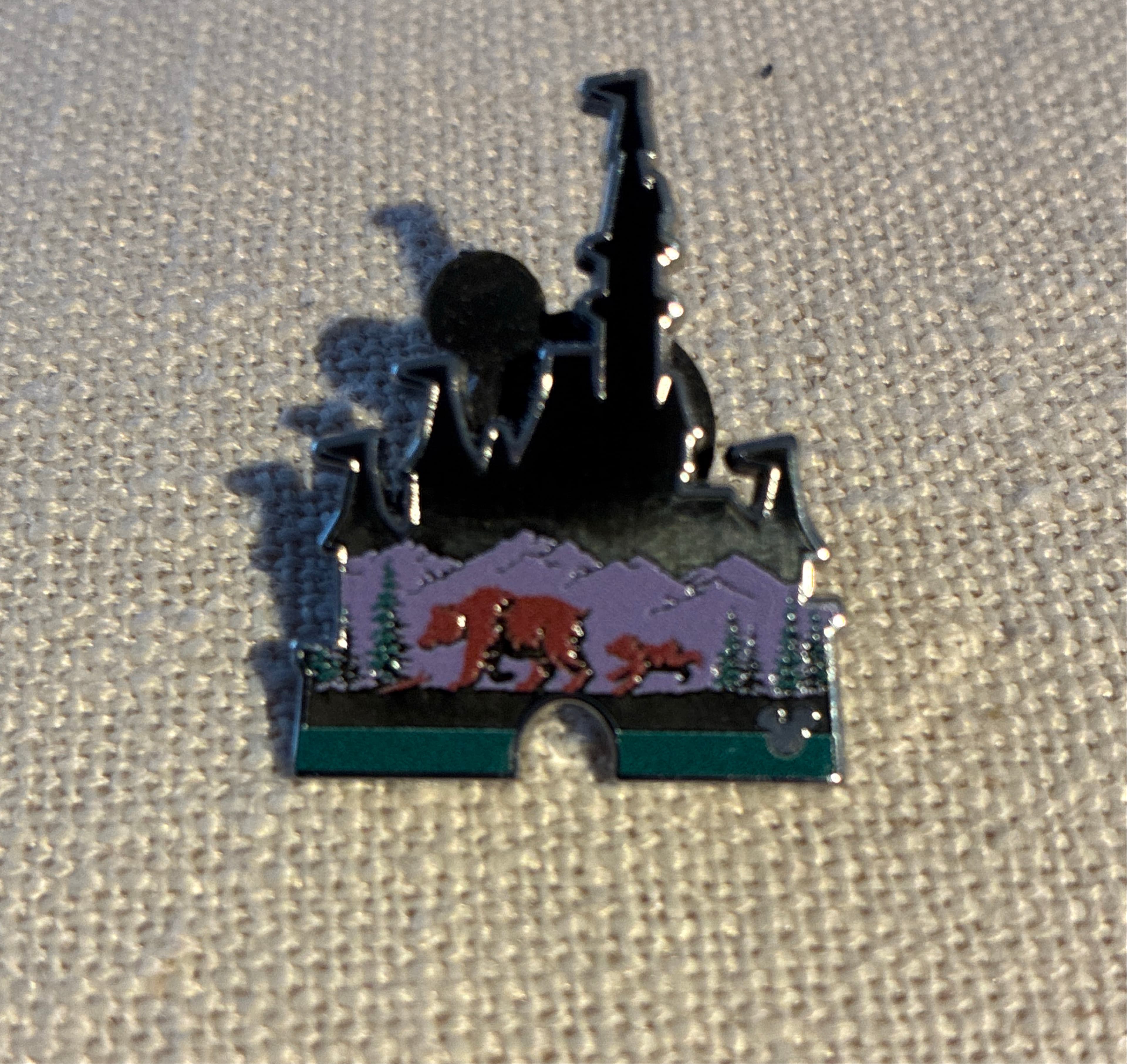 Castle Silhouette Wilderness Bear Family Hidden Mickey Pin