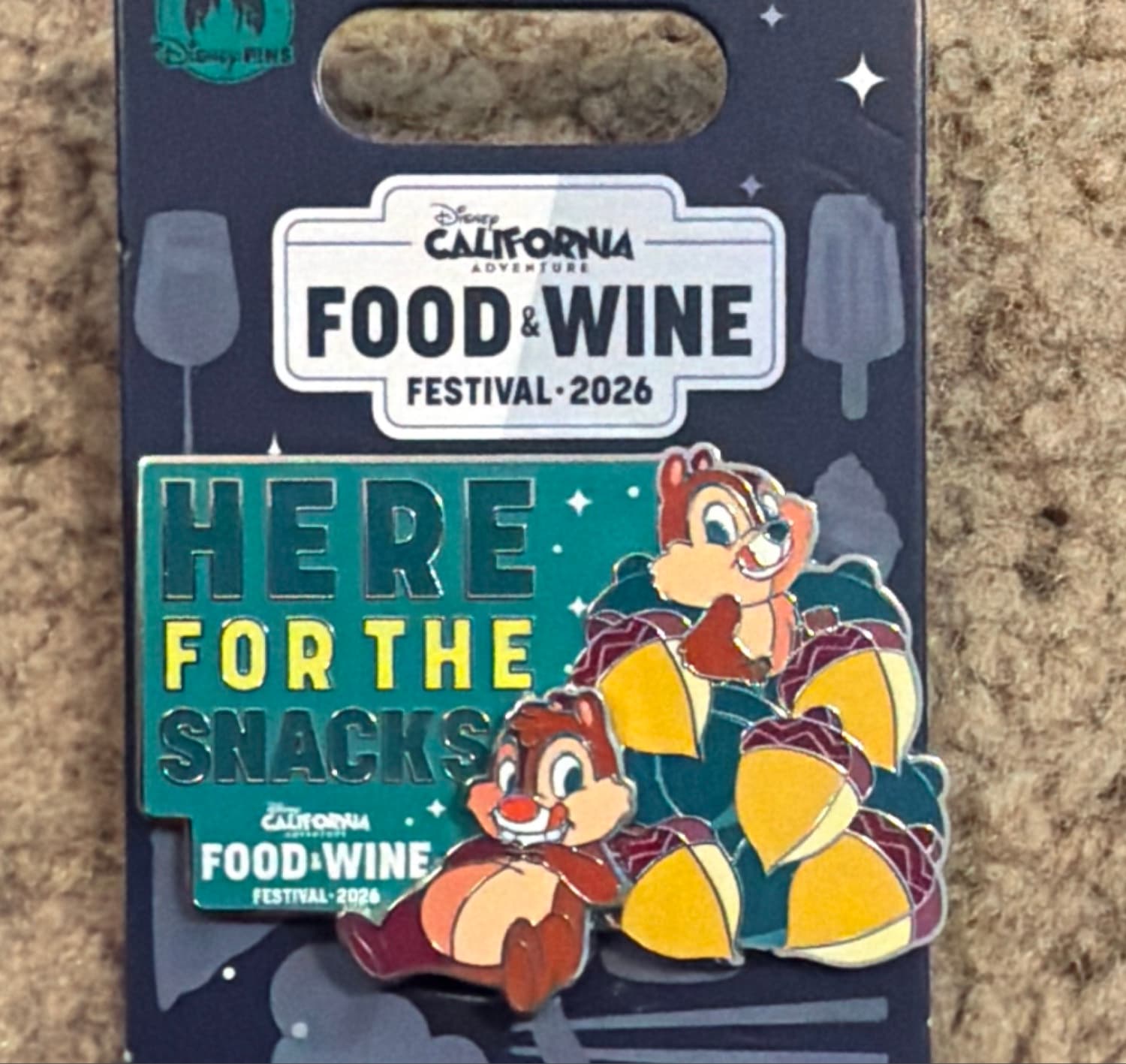 Chip 'n' Dale 'Here For The Snacks' Disney California Adventure Food & Wine Festival 2026 Pin