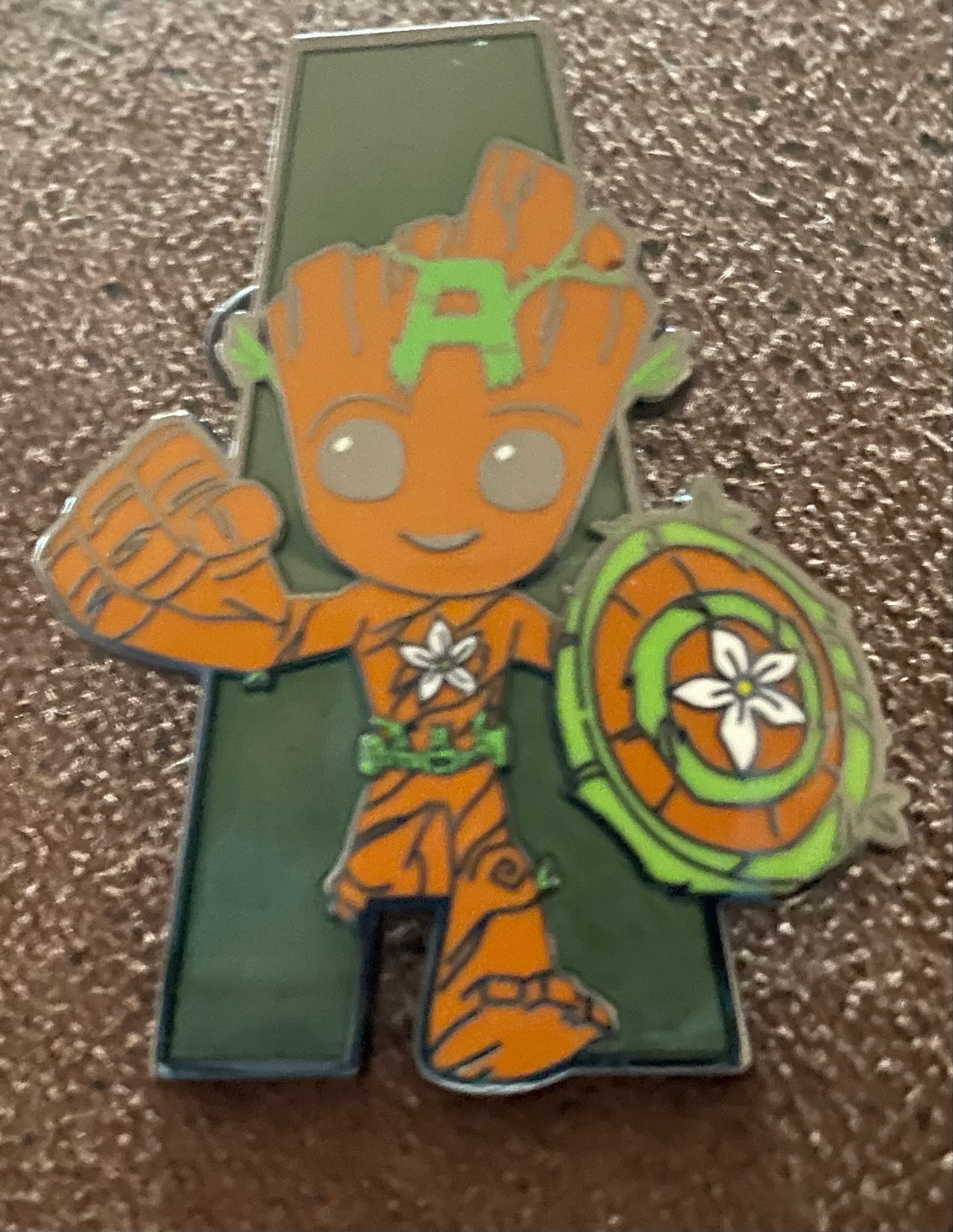 Baby Groot as Captain America - Marvel We Are Groot Mystery Pin Set (Letter A) front