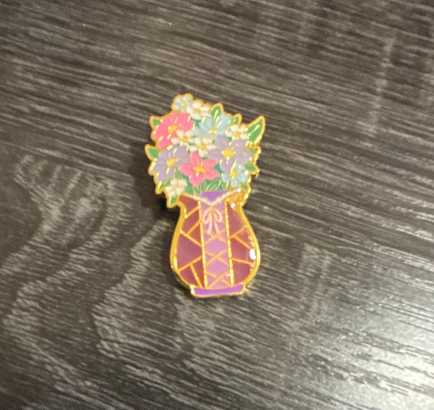 Disney Princess Flower Vase Stained Glass Blind Box Enamel Pin - Floral Design