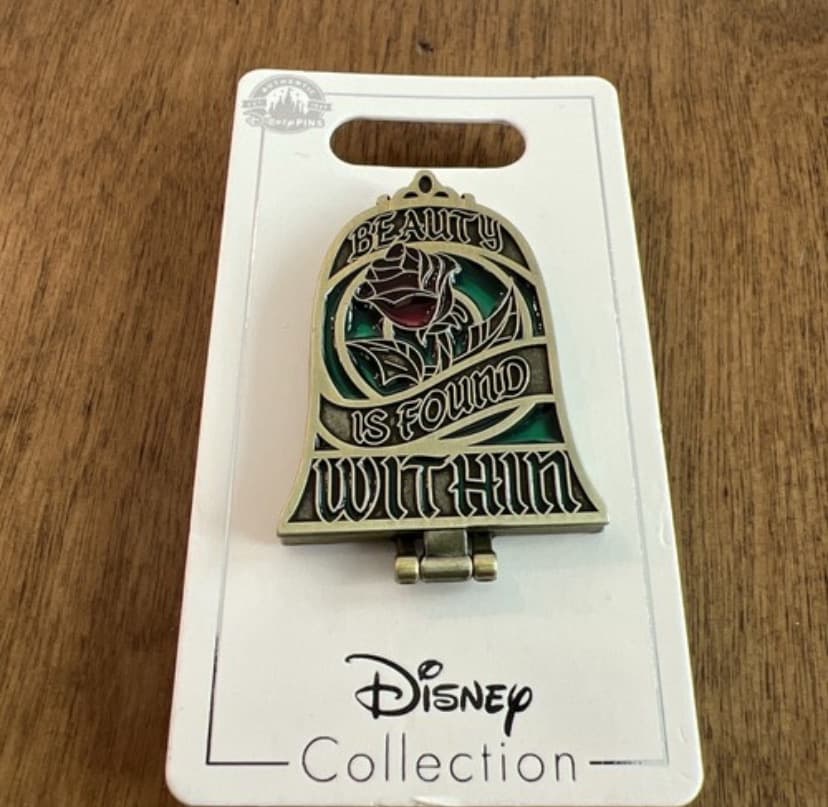 Beauty and the Beast Rose Mirror Hinged Pin - Beauty is Found Within