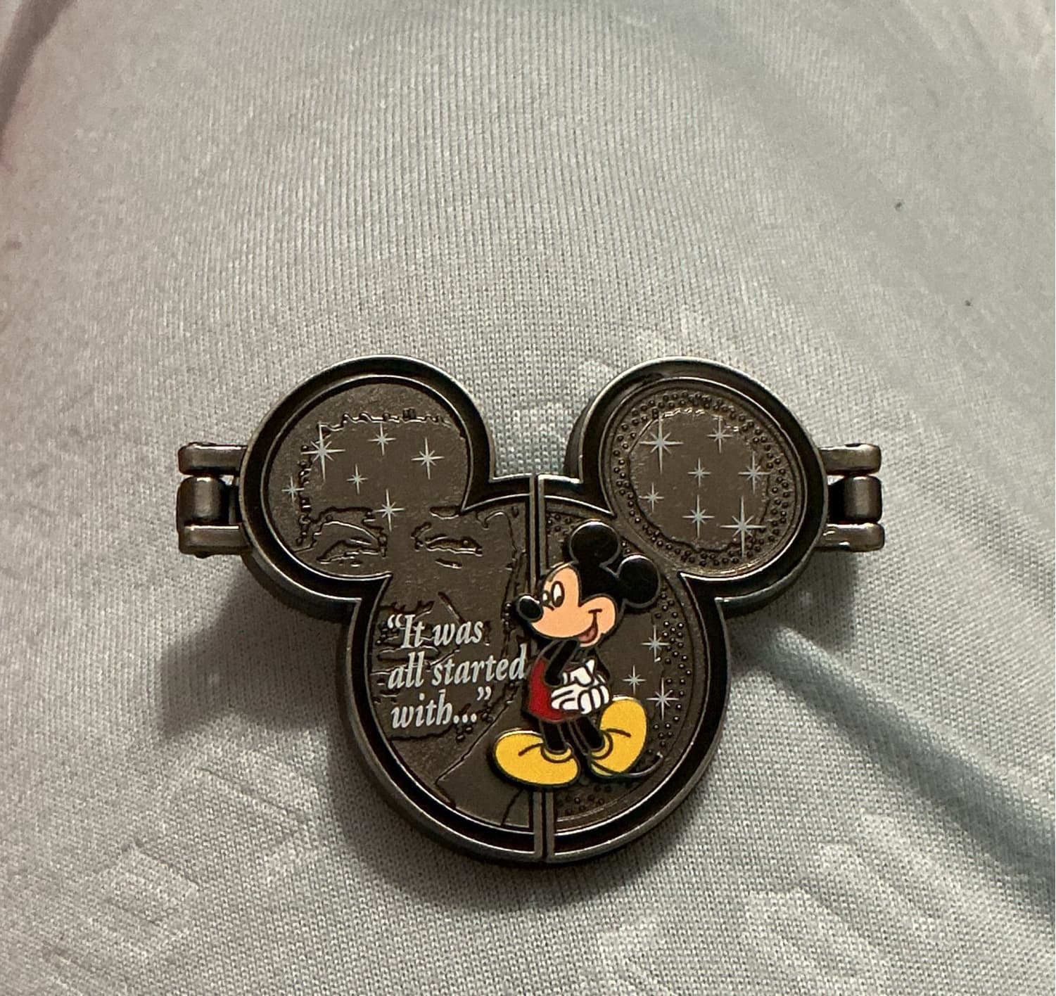 Disney Parks Mickey & Walt Hinged Pin – “It Was All Started With…” front