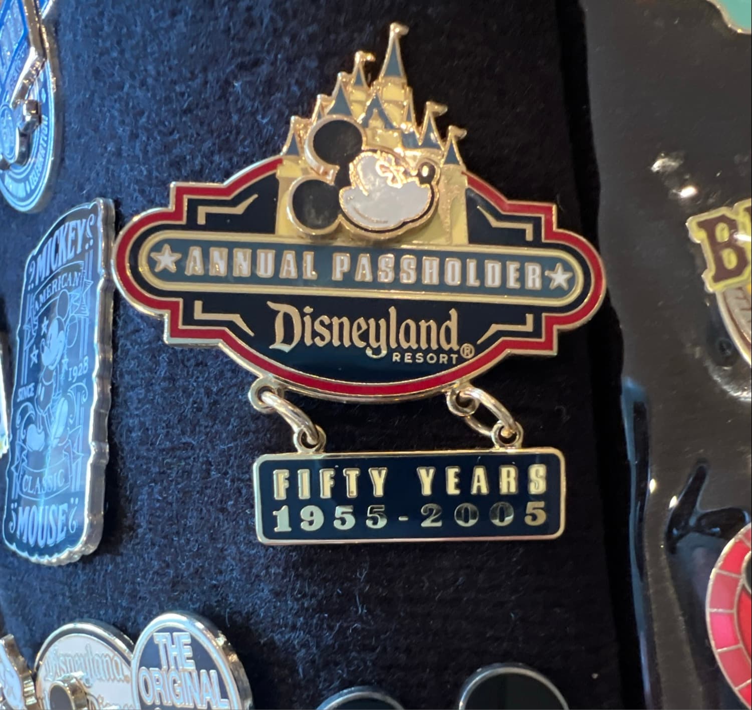 Disneyland Resort Annual Passholder Fifty Years 1955-2005 Mickey Mouse Dangle Pin