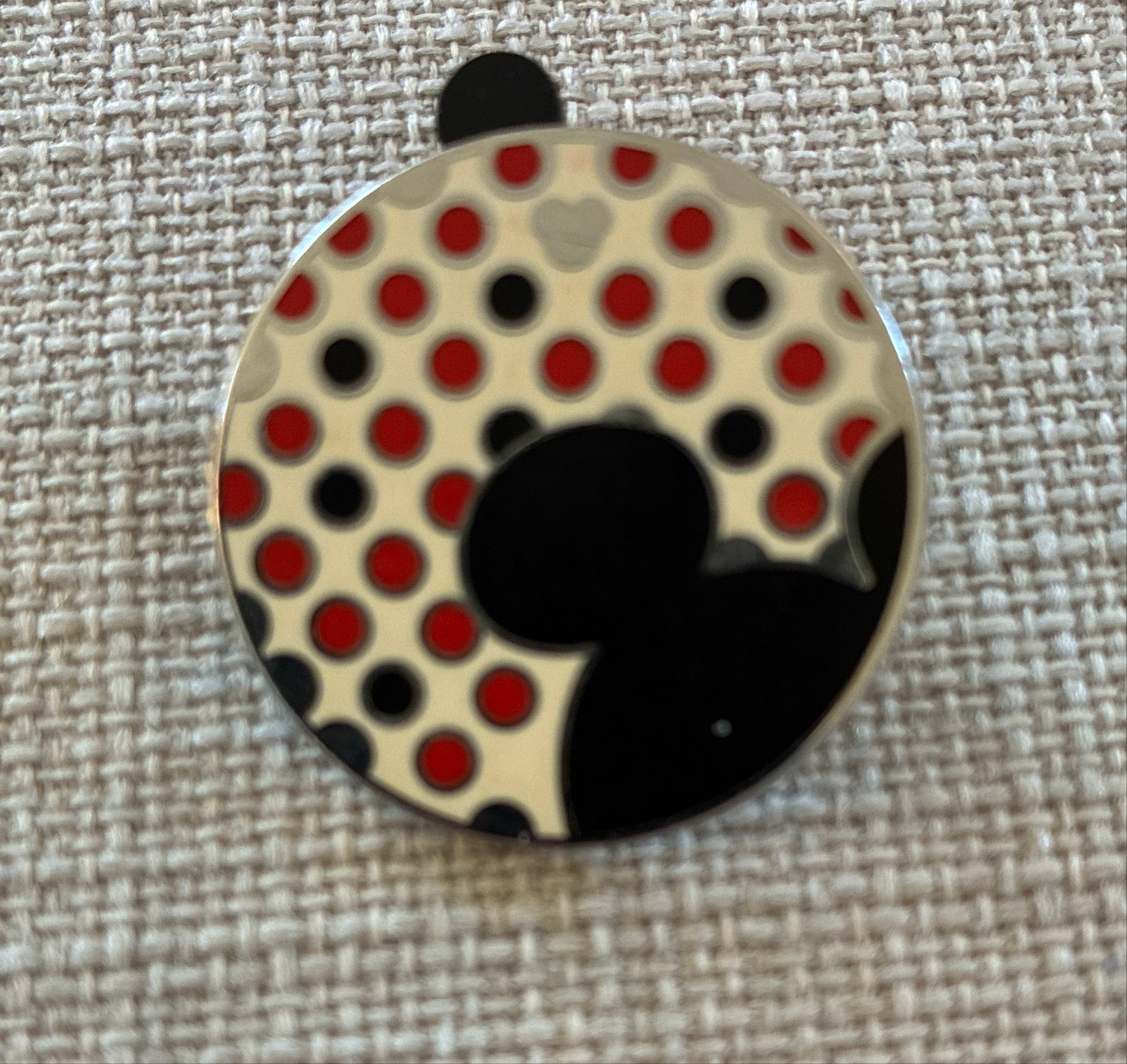 Mickey Mouse Silhouette Red Black Polka Dots Hidden Mickey Pin