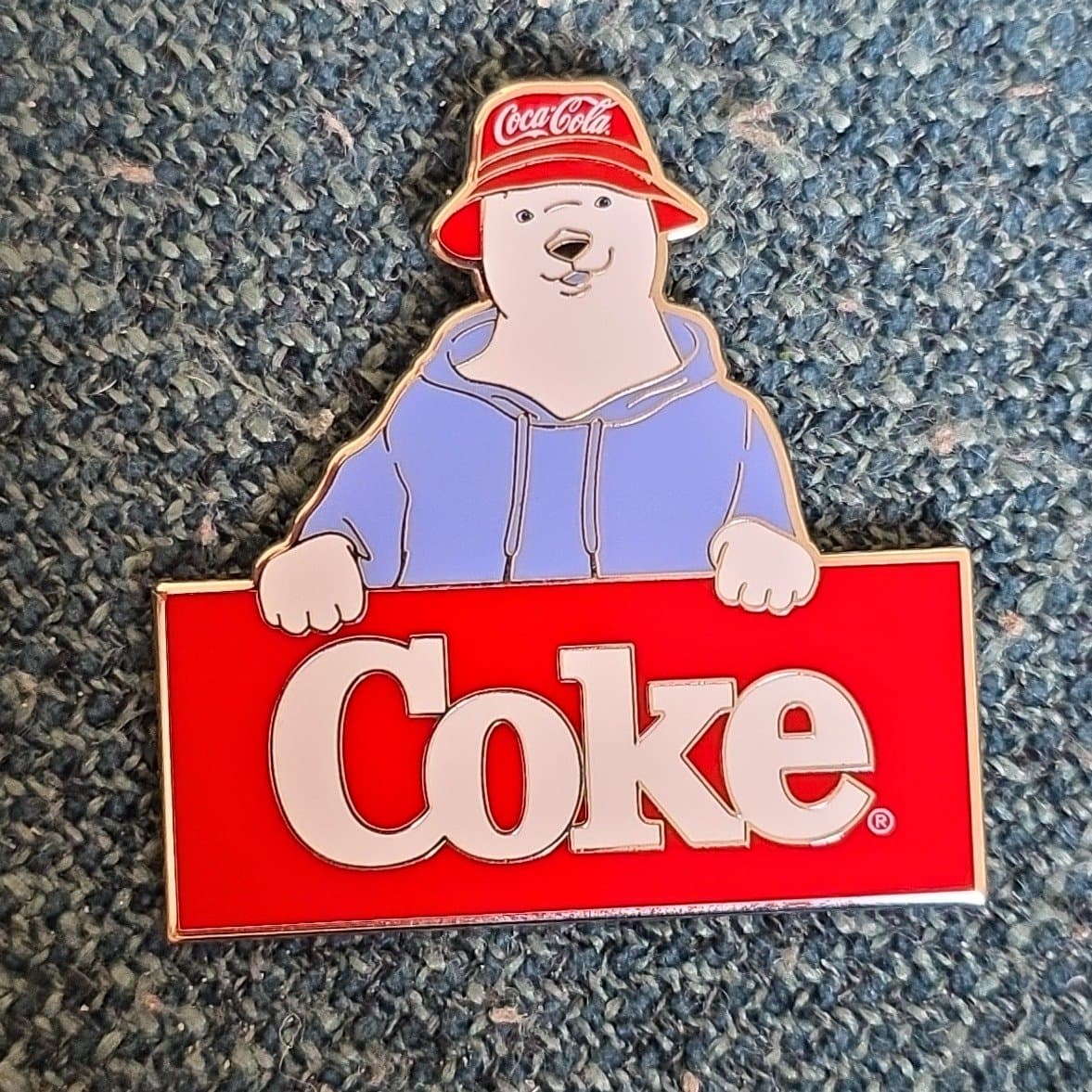 Coca-Cola Polar Bear Holding Coke Sign front