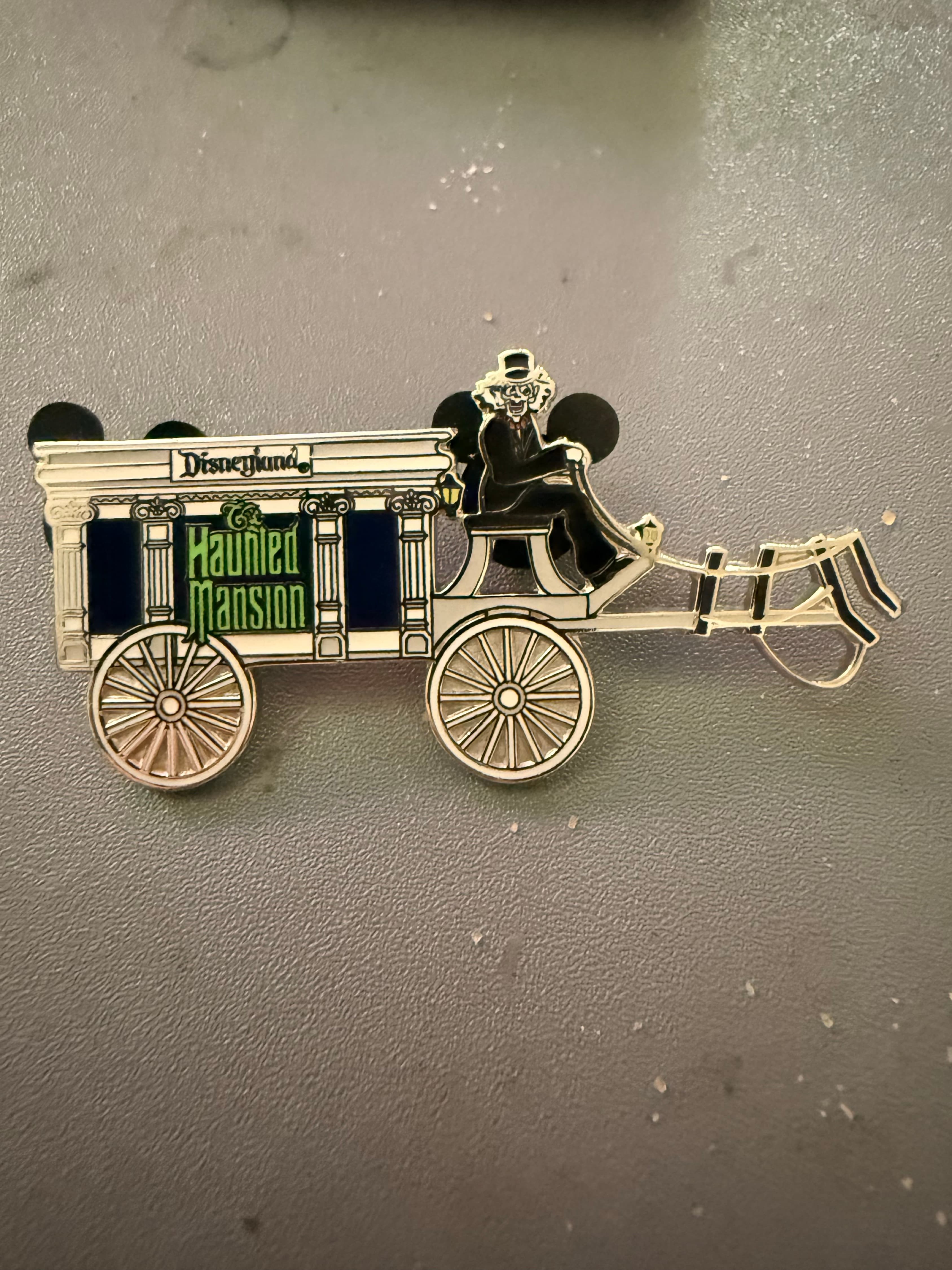 Haunted Mansion Hearse with Driver Pin front