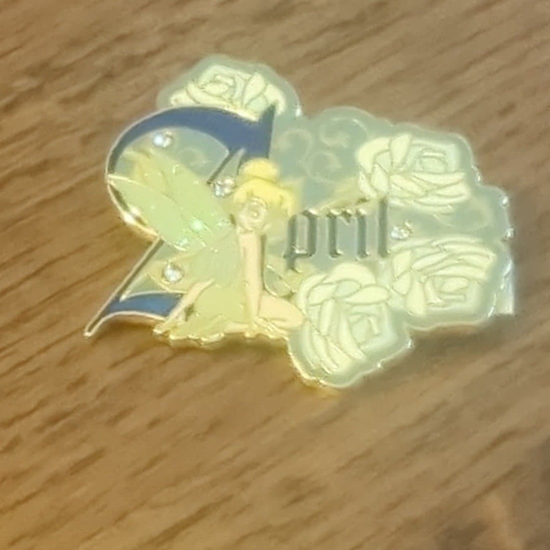 Tinker Bell April Birthstone Pin front
