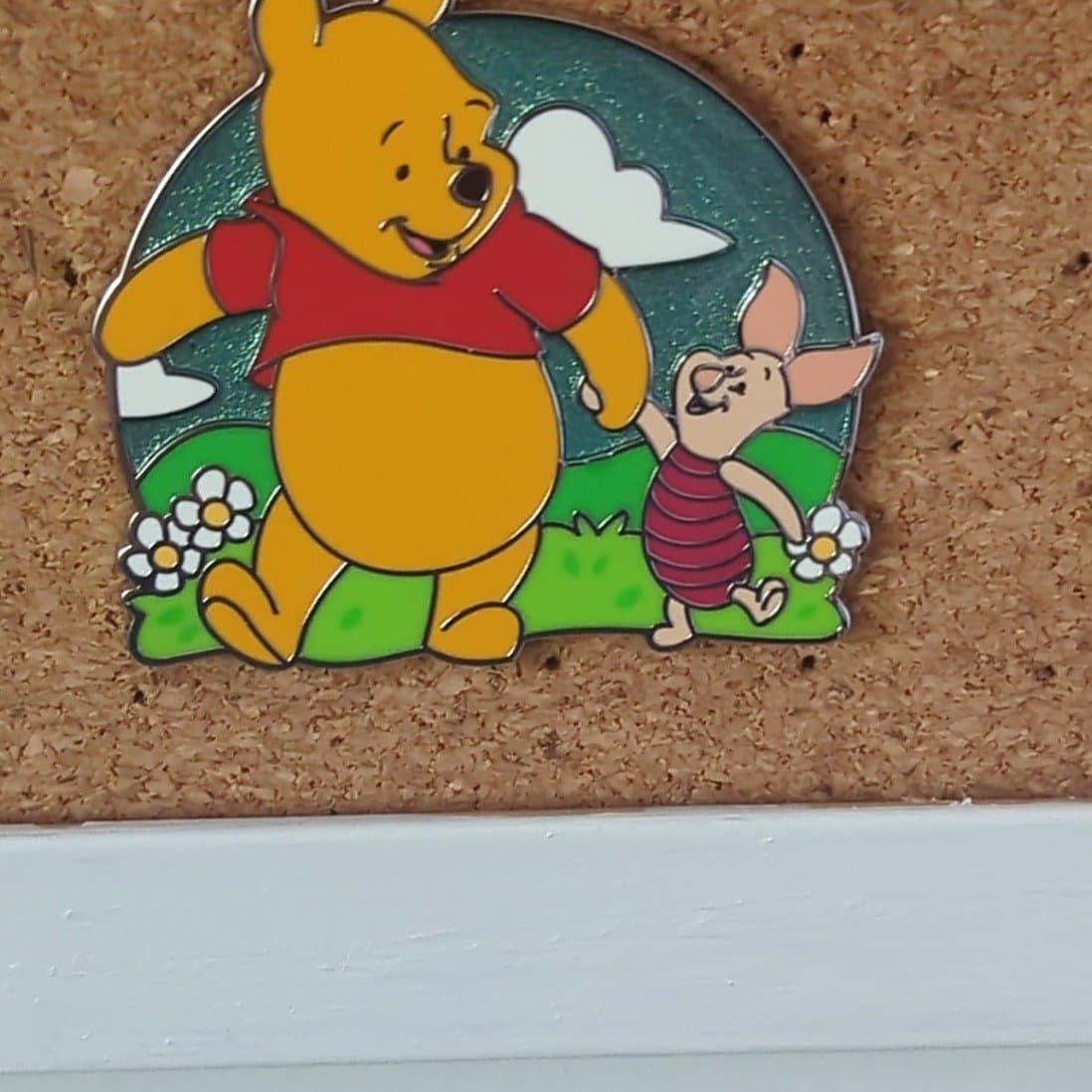 Winnie the Pooh & Piglet Holding Hands Pin front