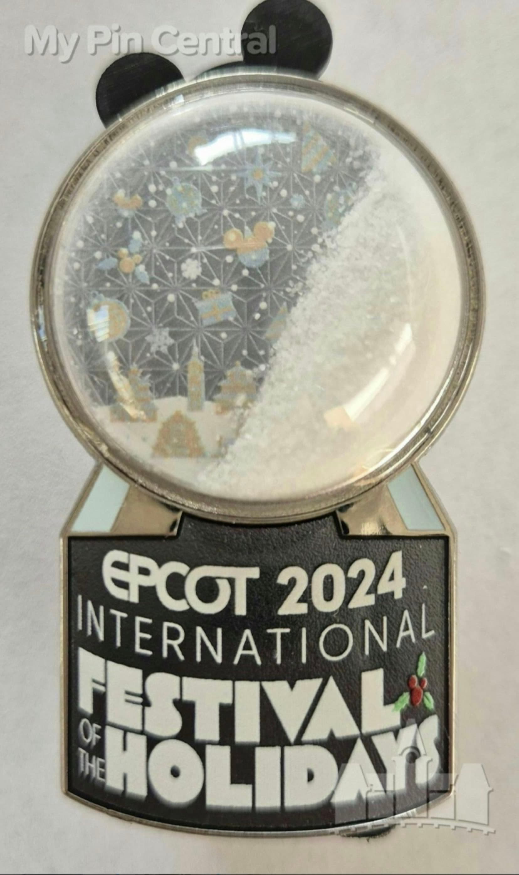 Epcot 2024 International Festival of the Holidays Snow Globe Pin front