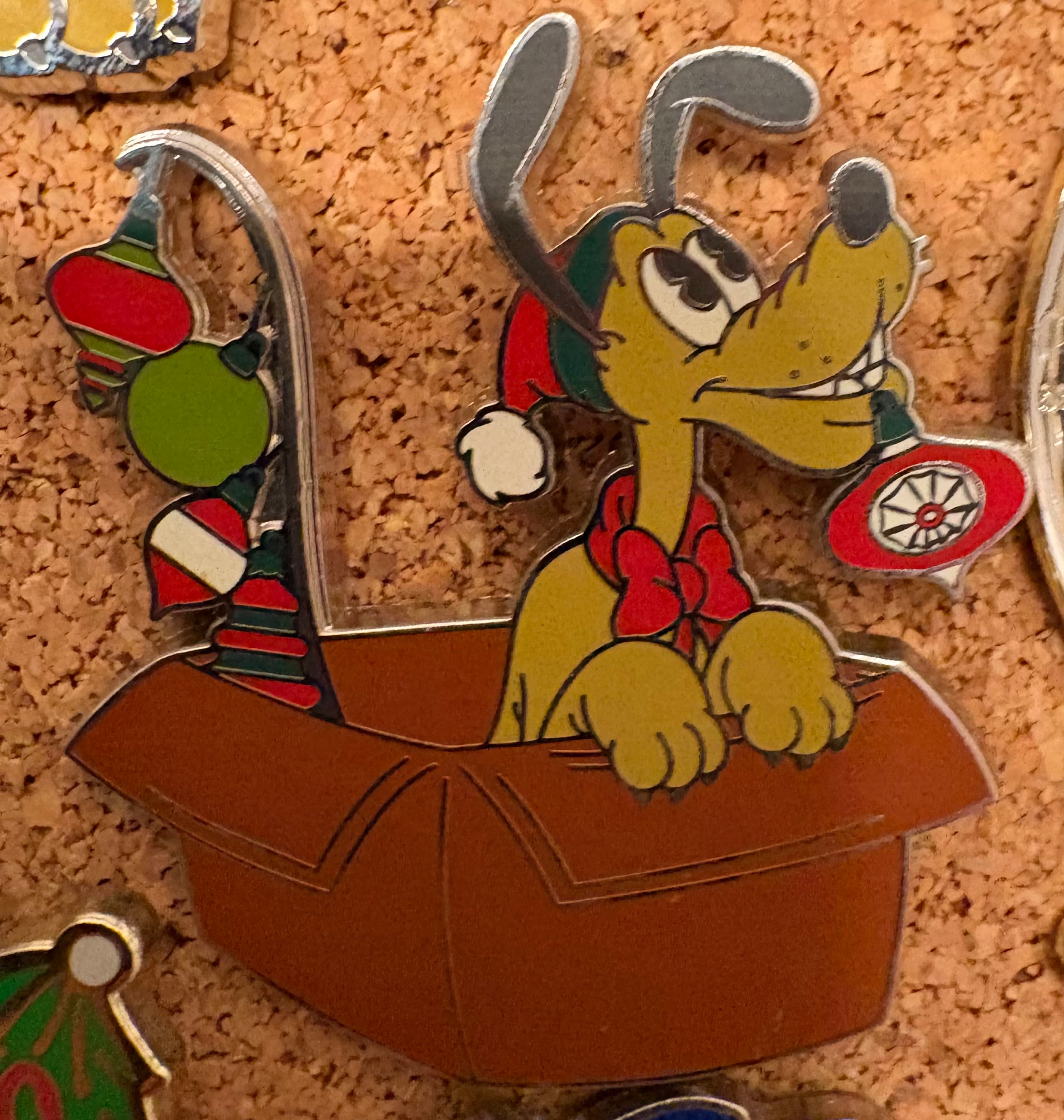 Pluto Christmas Holiday Box with Ornaments Pin