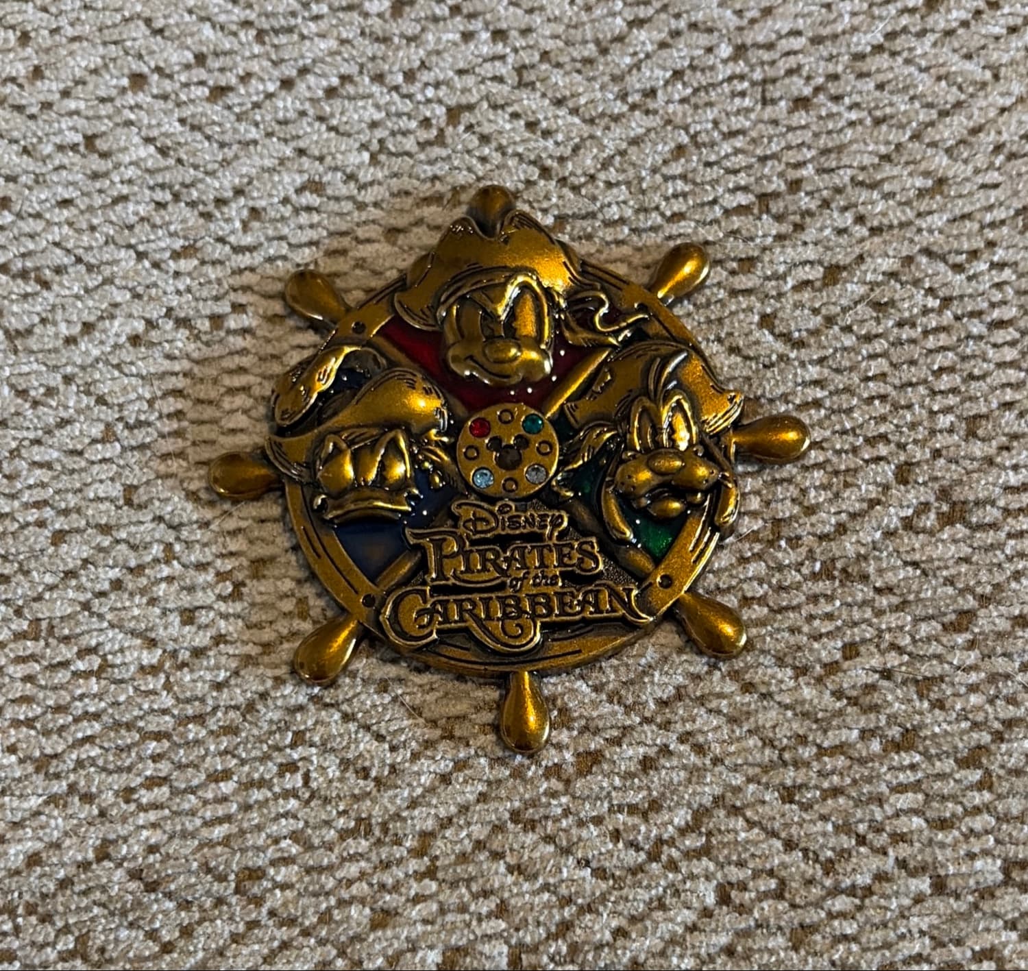 Mickey, Donald, Goofy Pirates of the Caribbean Ship Wheel Pin