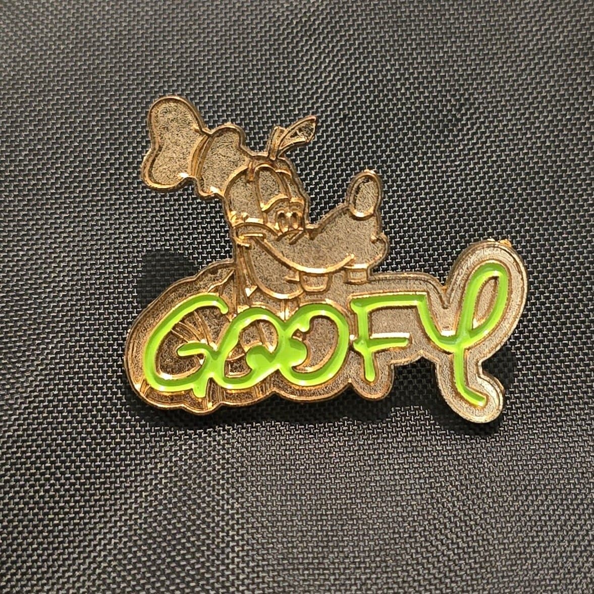Goofy Signature Series Gold Green Name Pin