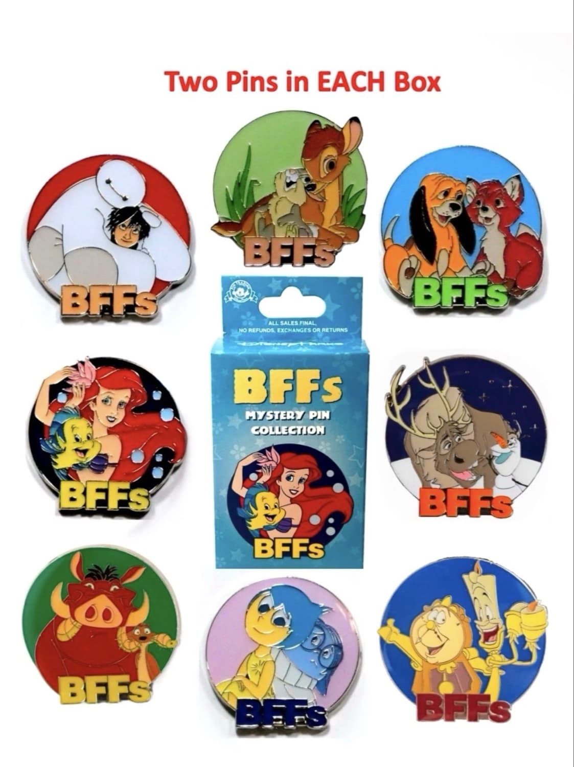 2017 Disney Parks Mystery BFFs Pin Set (2 pins per box) Unopened box
