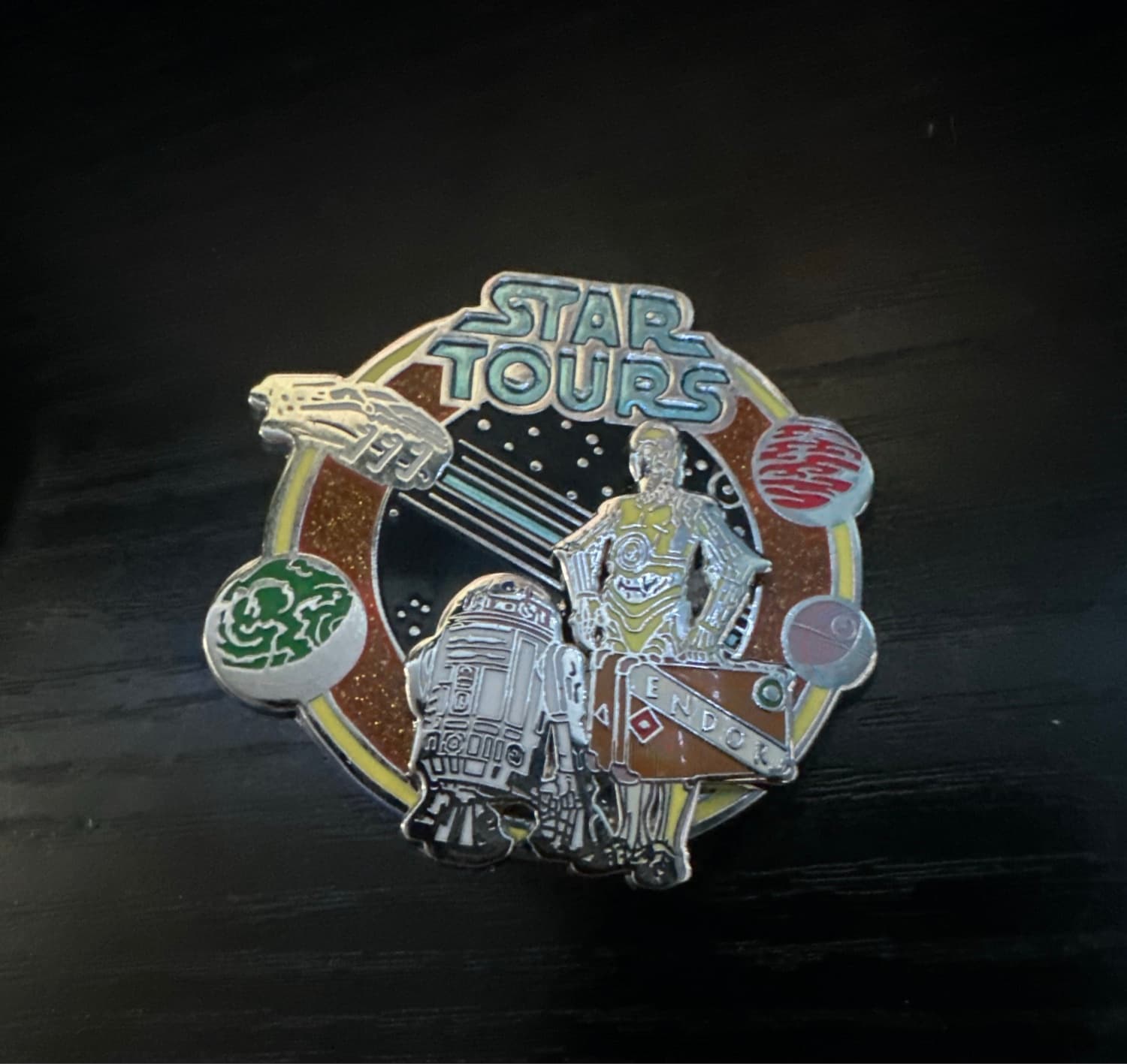 Star Tours Logo - R2-D2 and C-3PO with Endor Suitcase Pin
