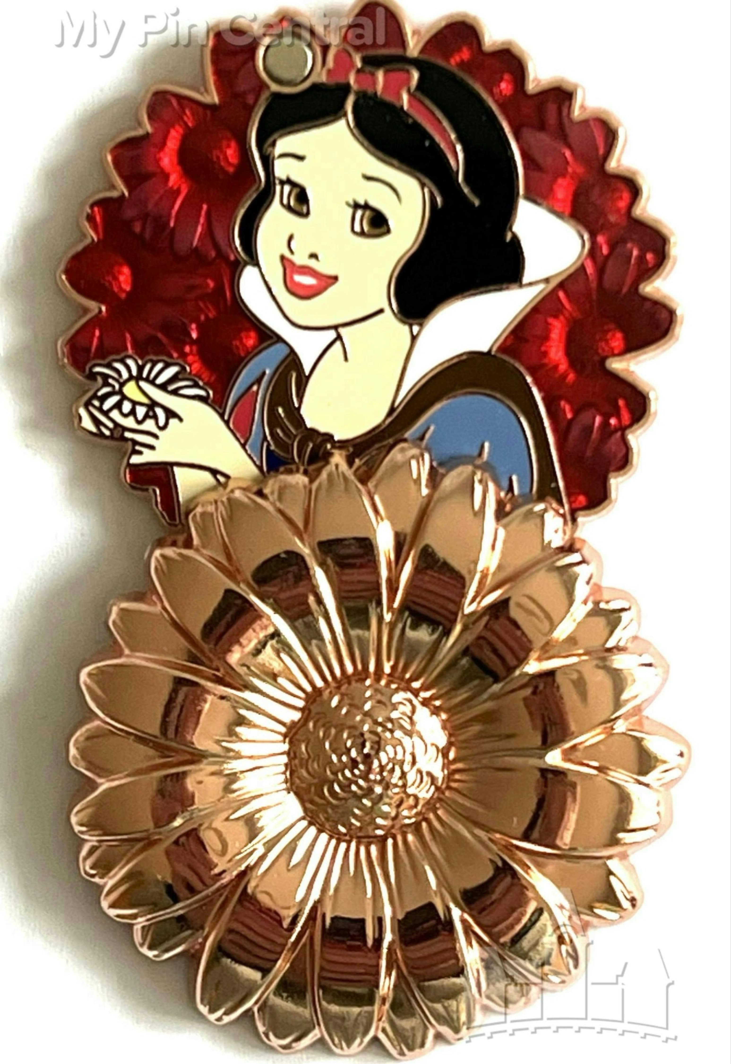 Snow White - Beautiful Florals Hinged Pin front