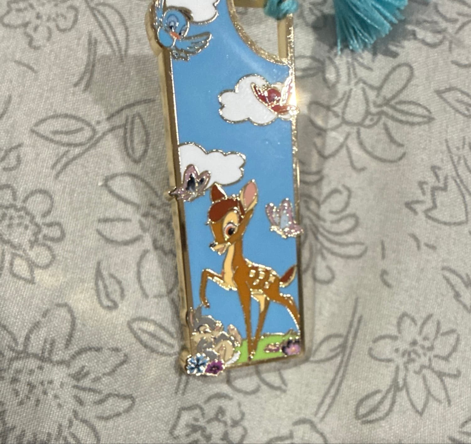 Bambi Bookmark Tassel Enamel Pin front
