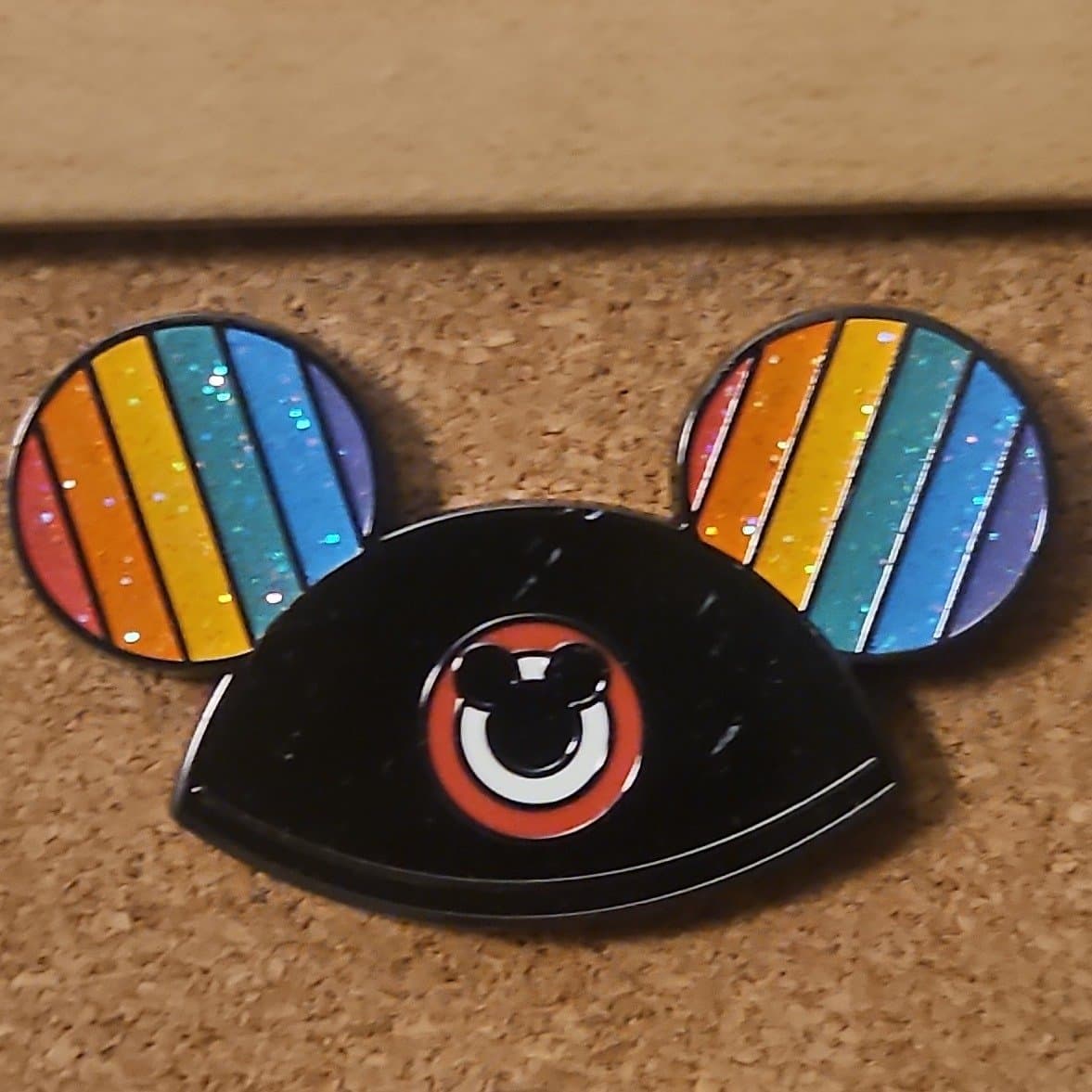 Mickey Mouse Icon Rainbow Glitter Pin
