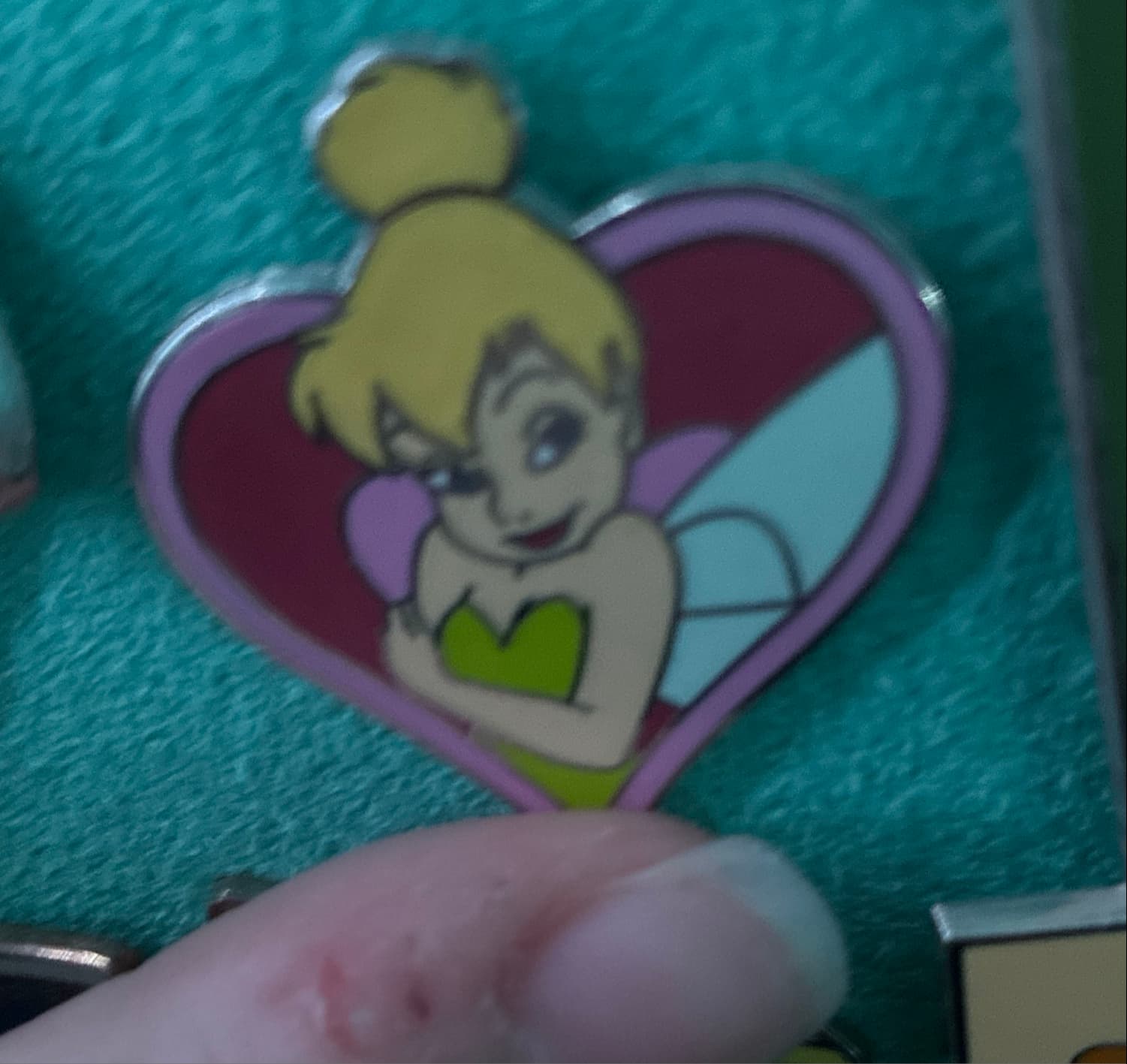 Tinker Bell Pink Heart Pin front