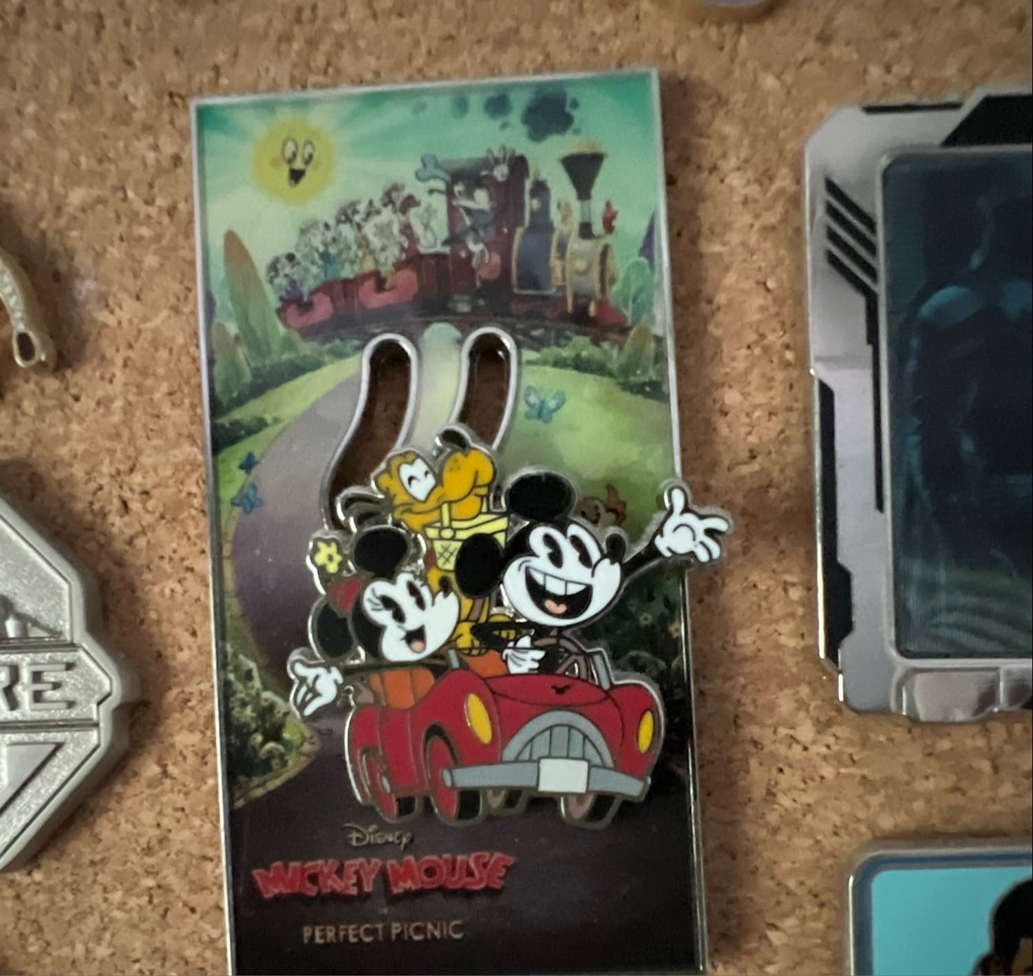 Mickey & Minnie's Runaway Railway - Perfect Picnic Poster Slider Pin front