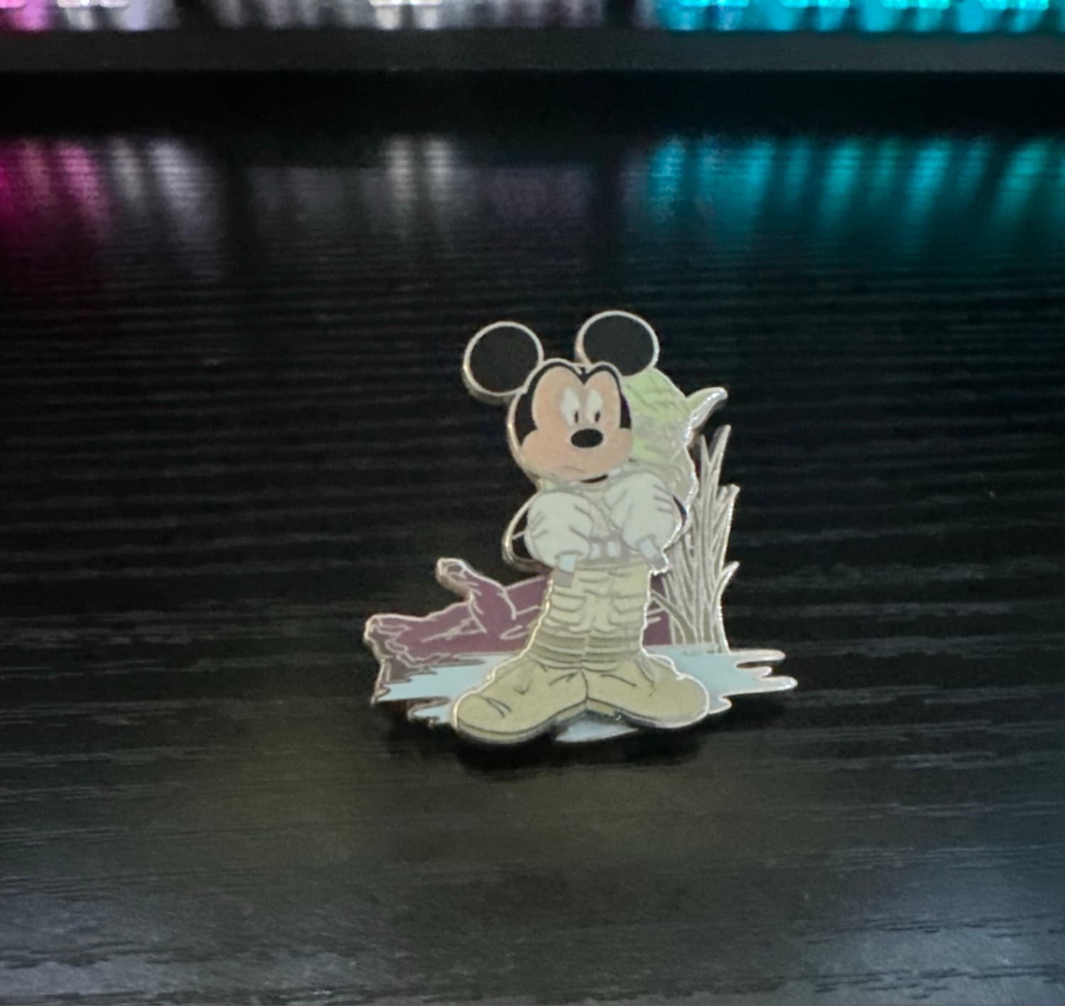 Mickey Mouse as Luke Skywalker with Yoda front