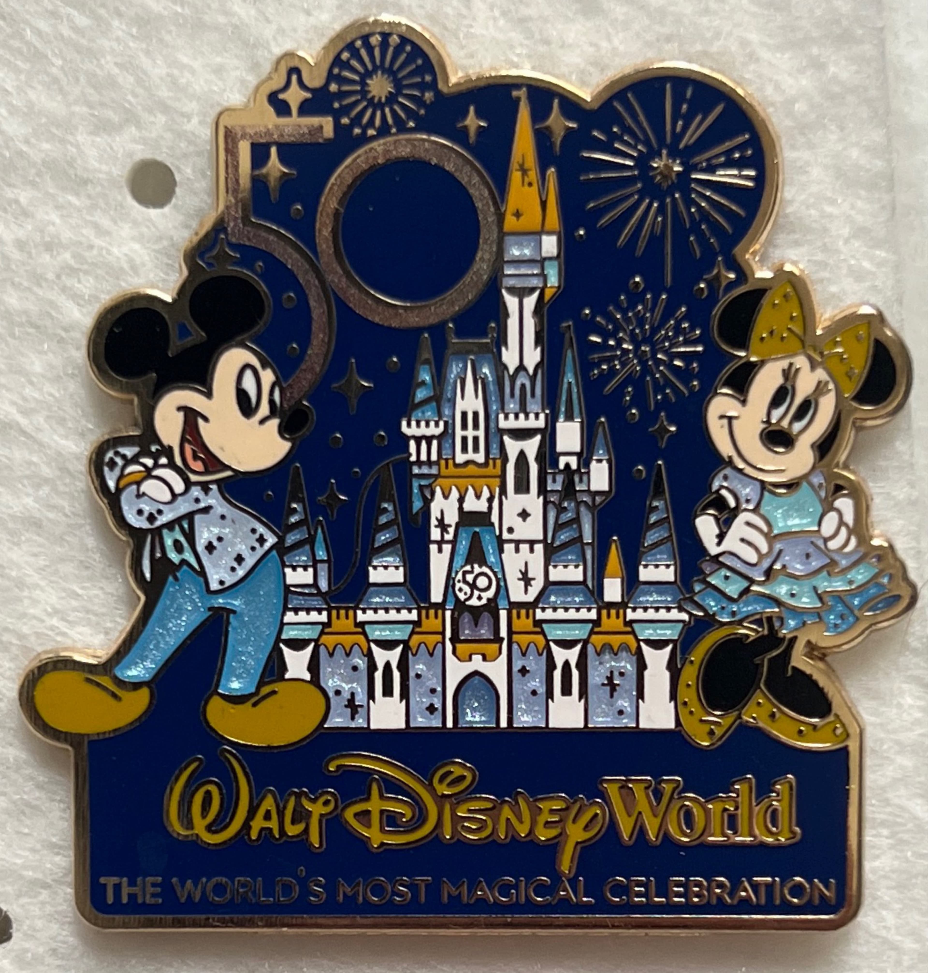 Mickey and Minnie Mouse - Cinderella Castle - Walt Disney World 50th Anniversary