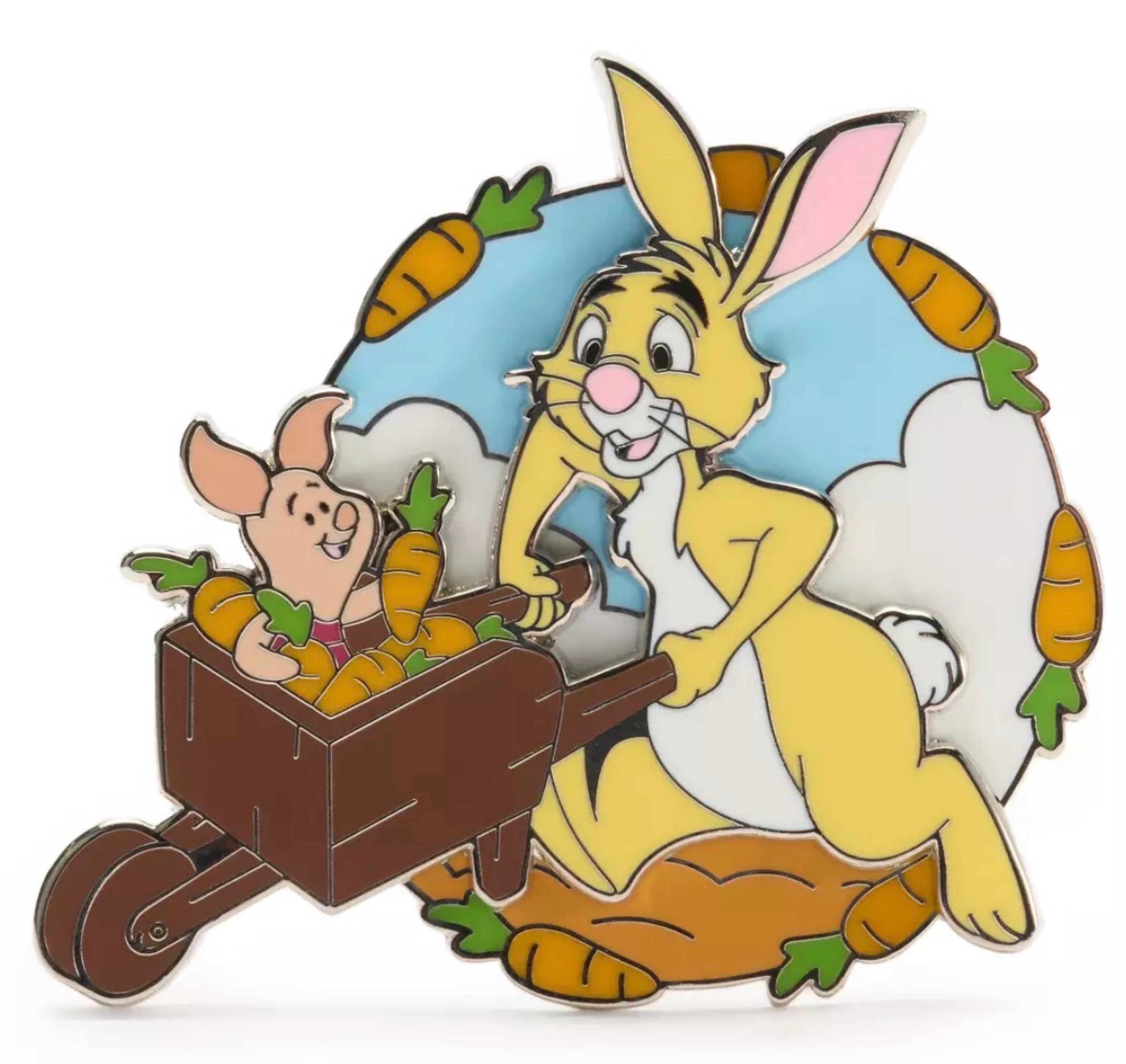 Rabbit and Piglet with Wheelbarrow and Carrots