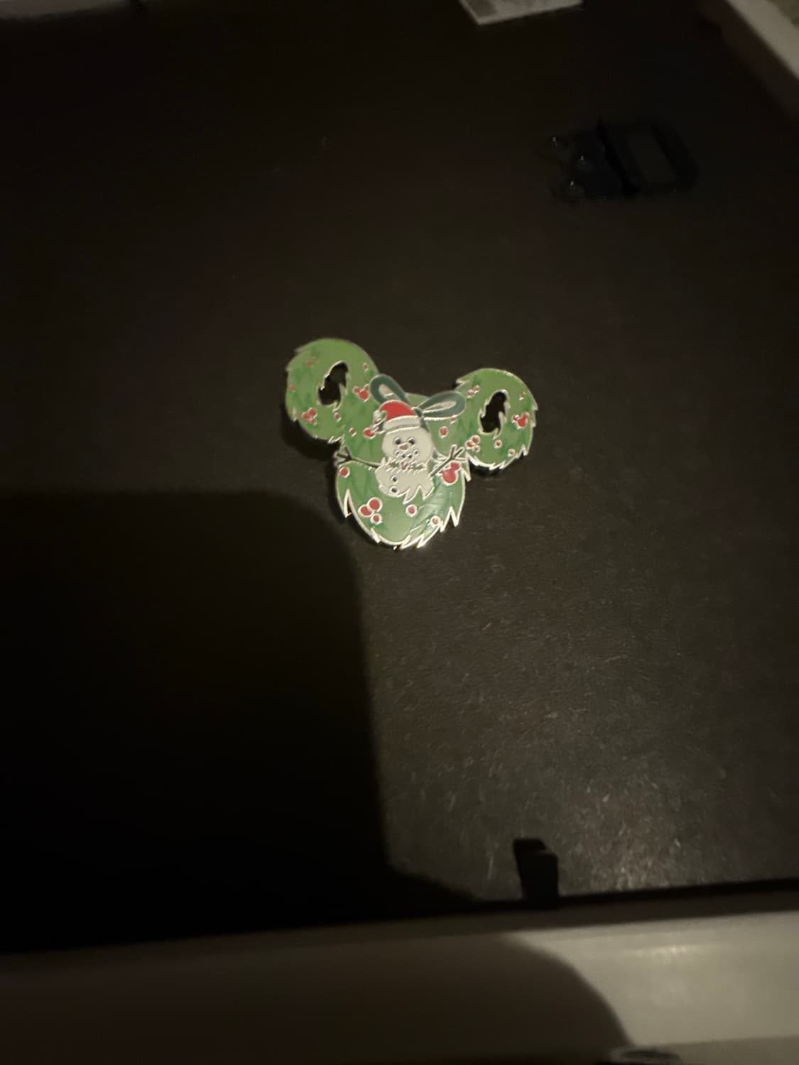 Christmas Wreath with Snowman - Mickey Icon Pin