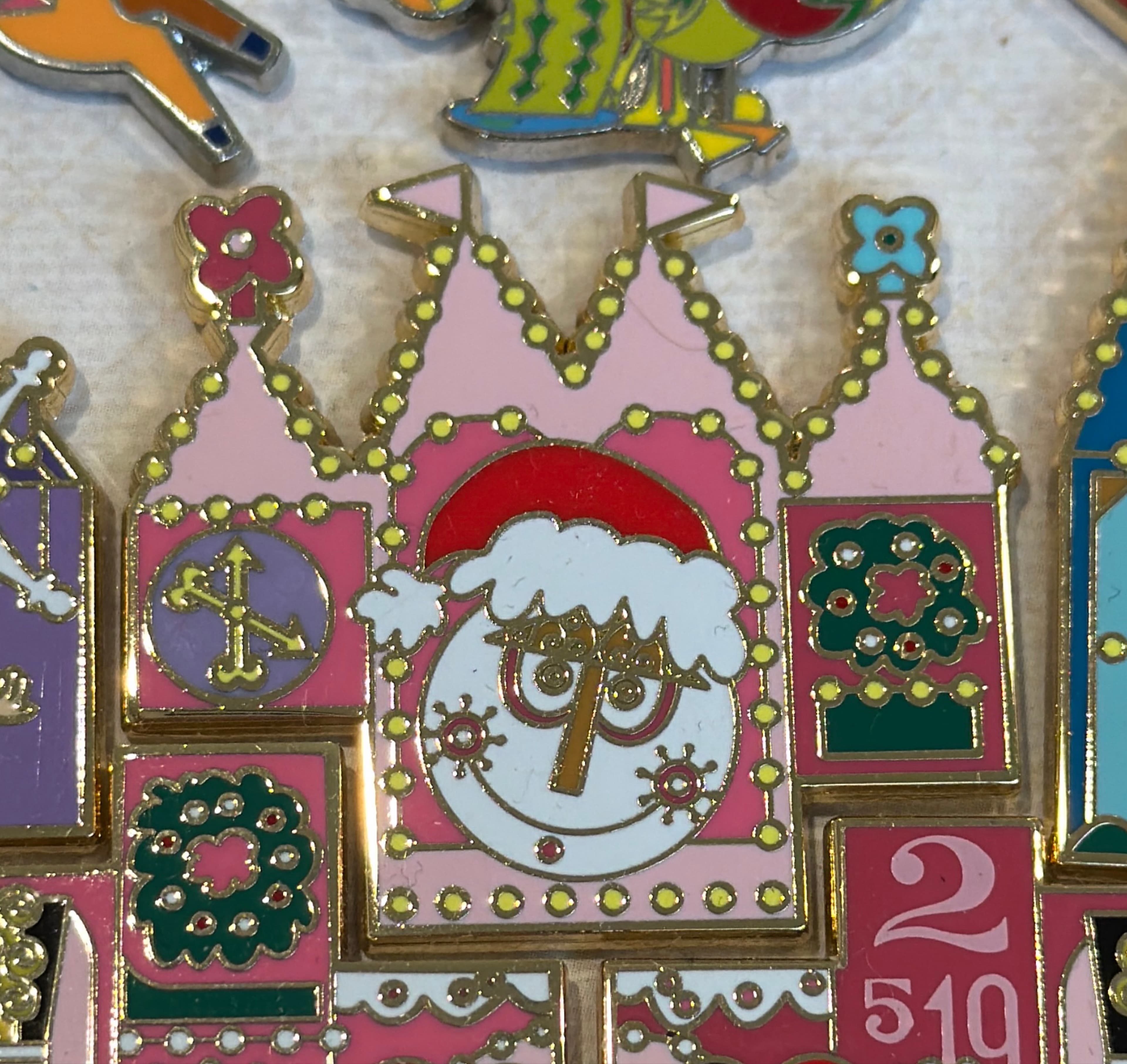 it's a small world Holiday - Jeweled Clock Face with Santa Hat front