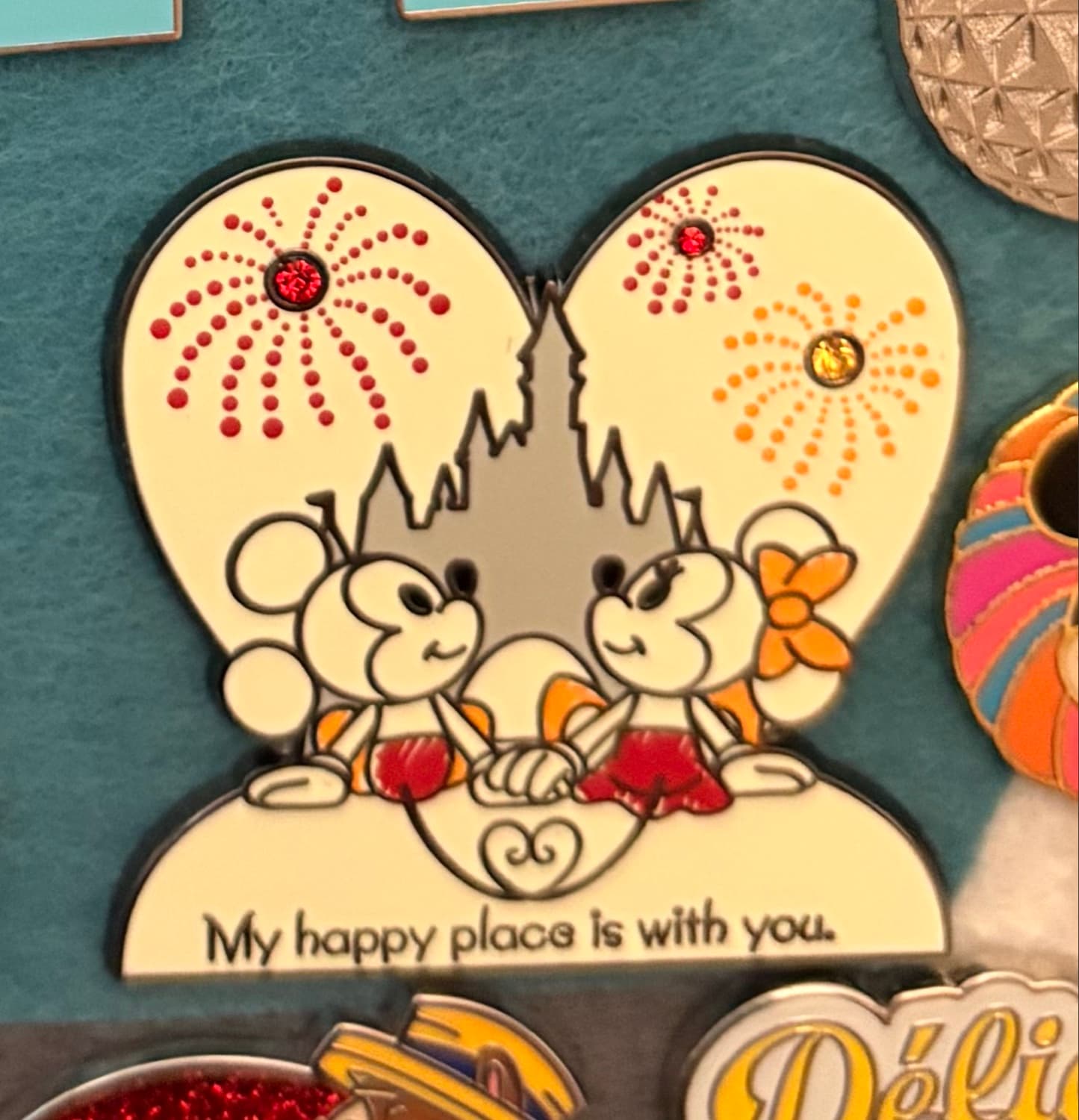 Mickey and Minnie "My Happy Place is with You" Pin front