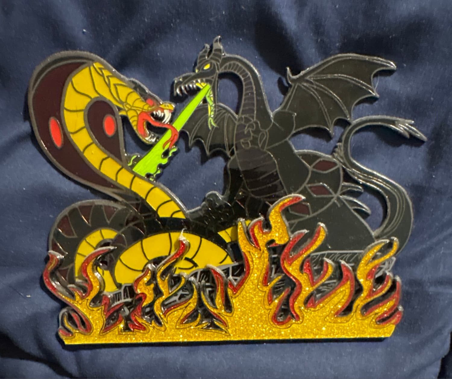Jafar vs Maleficent Dragon Fantasy Pin front