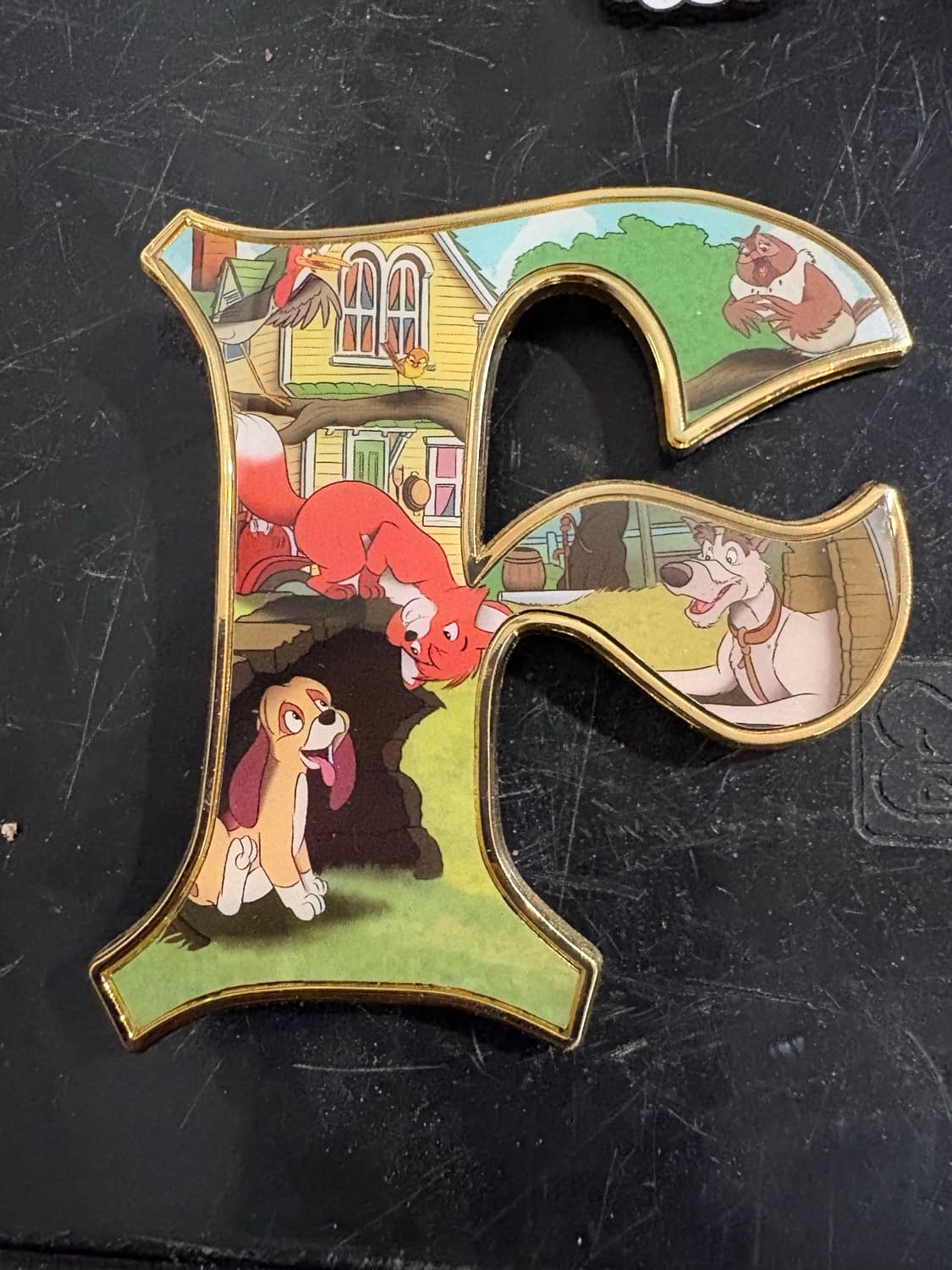 F for fox and the hound fantasy pin
