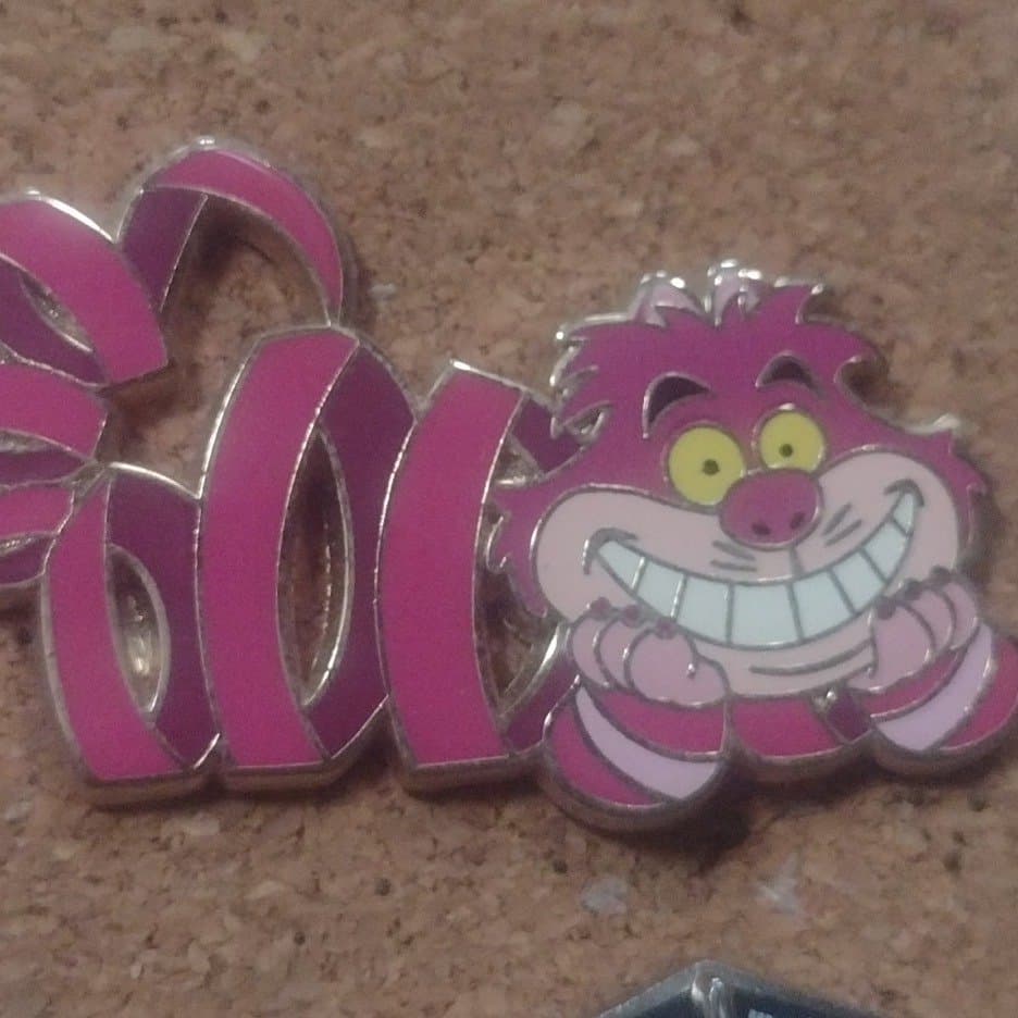 Cheshire Cat Pink Ribbon Collectible Trading Pin - Alice in Wonderland