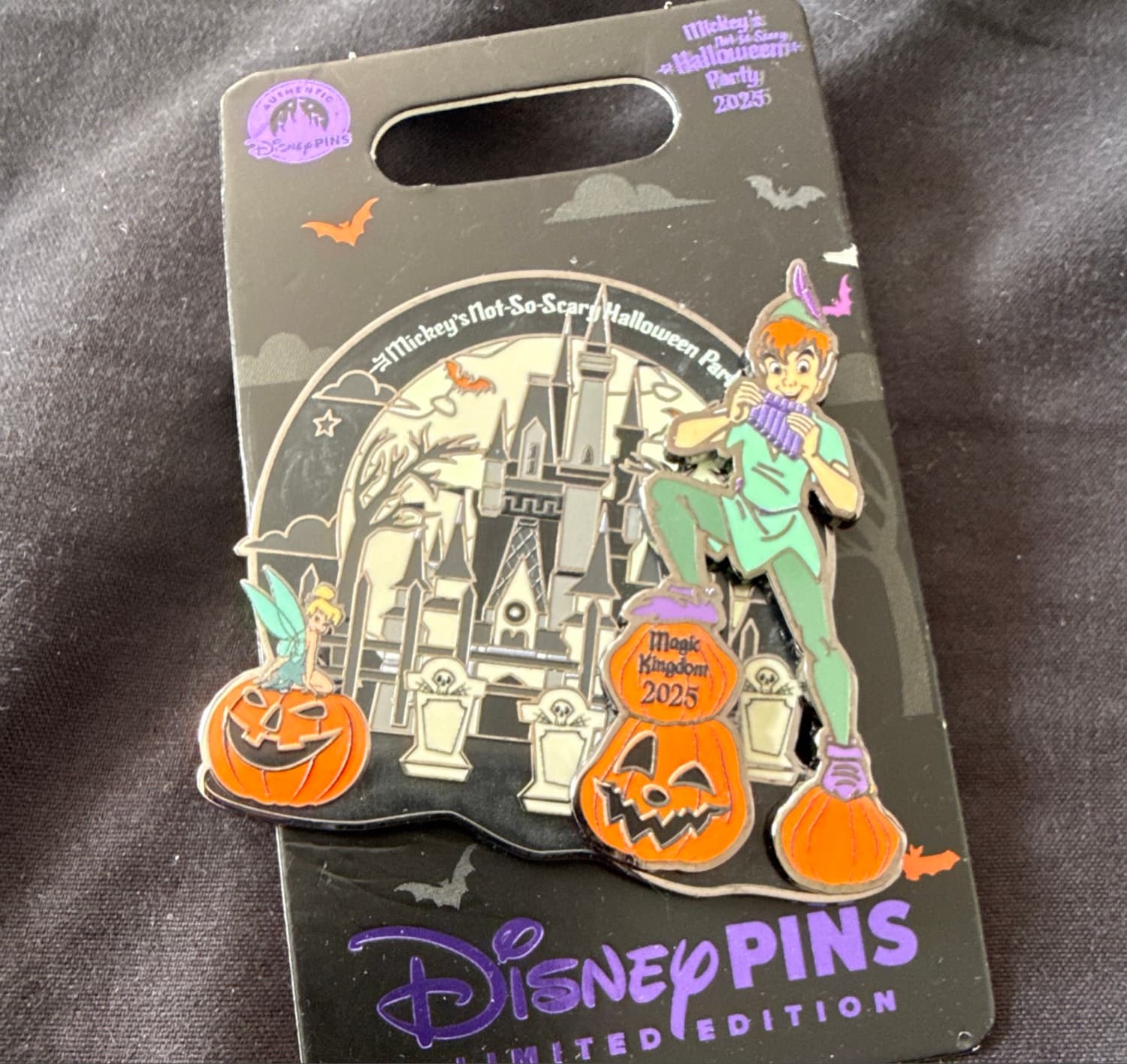 Mickey's Not So Scary Halloween Party 2025: Tinker Bell & Peter Pan Pin front