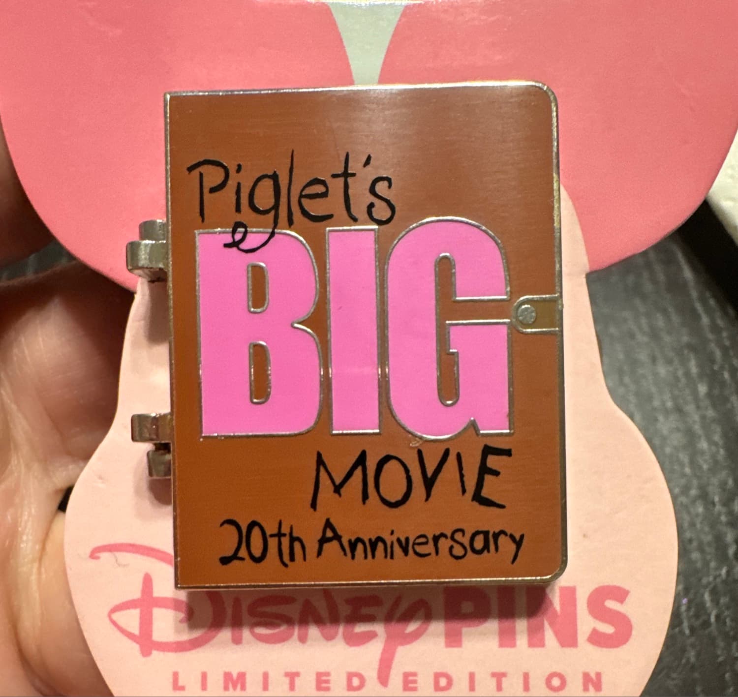 Piglet's Big Movie 20th Anniversary Hinged Book Pin front