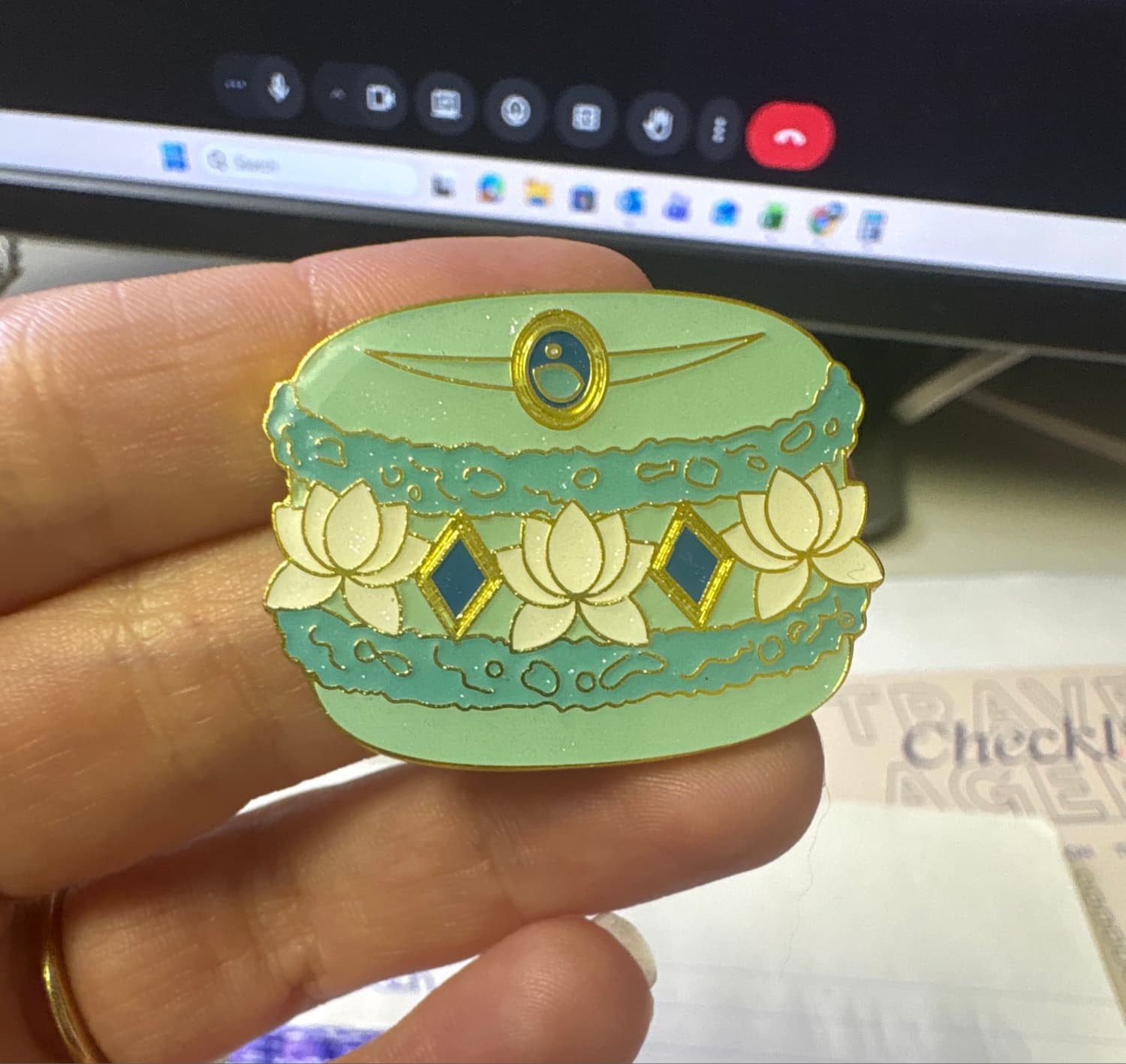 Jasmine Macaron Pin