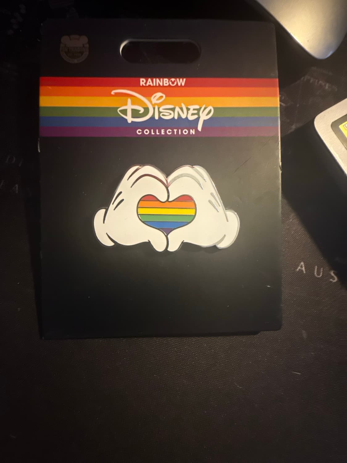 Mickey Heart Hands Rainbow Pin