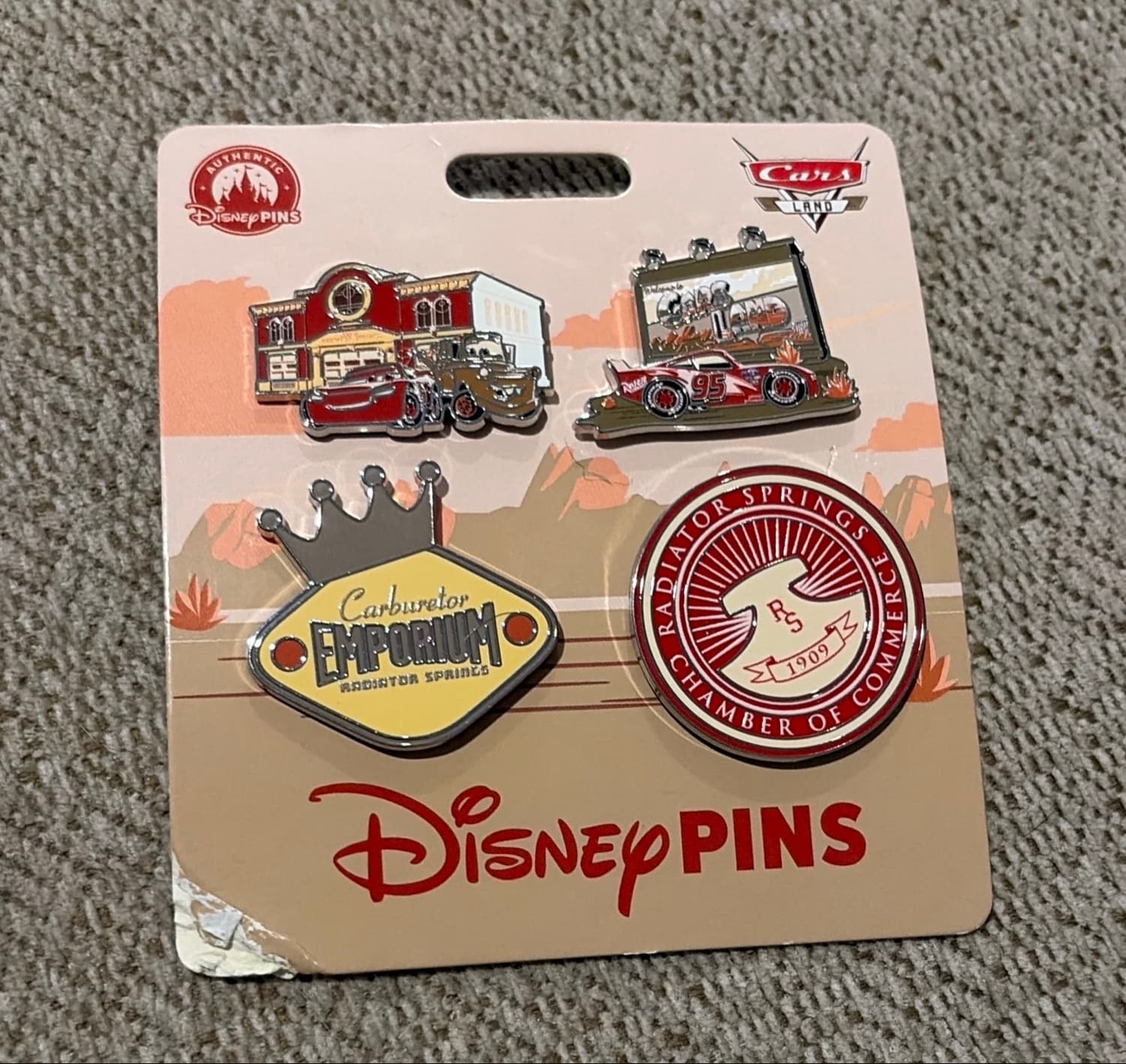 Cars Land Set of 4 Booster Pin Set front