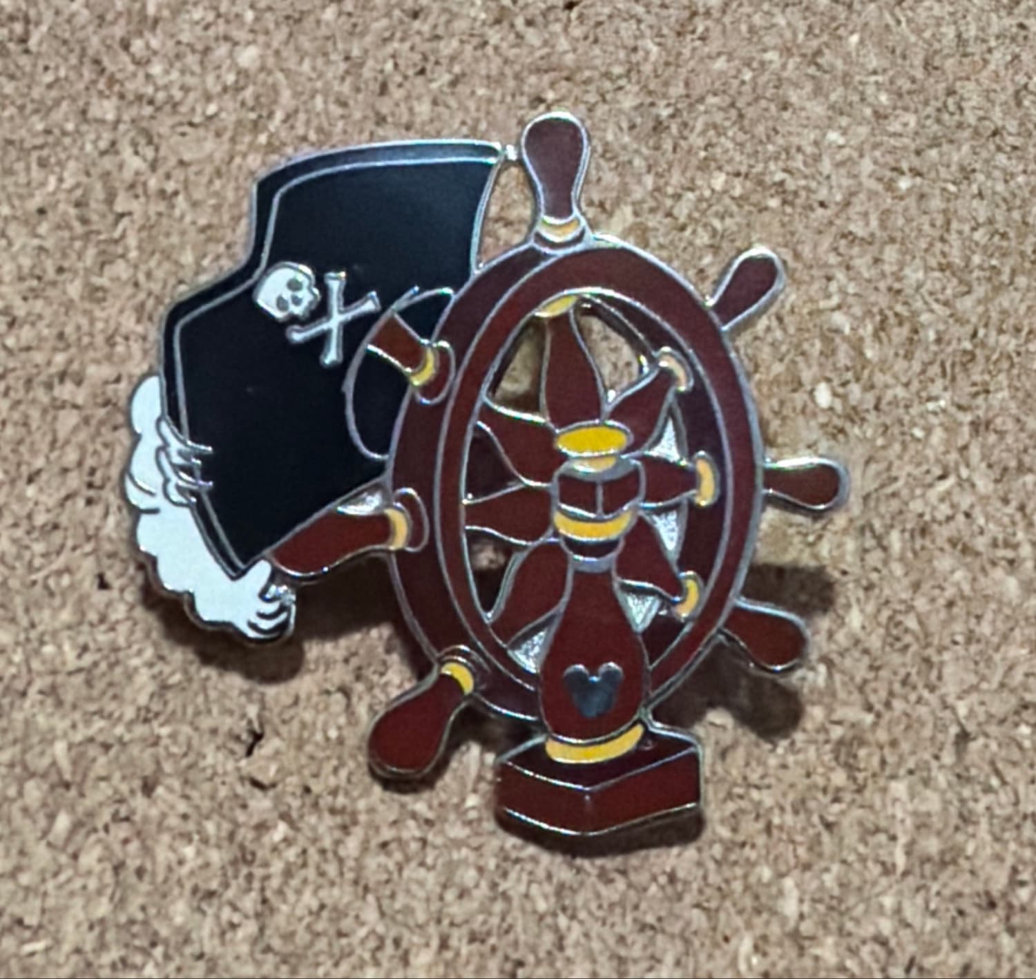 Ship Wheel Pirate Hidden Mickey Pin front
